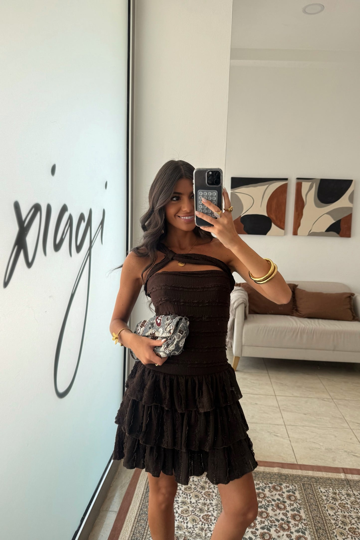 Espresso Ruffle Dress