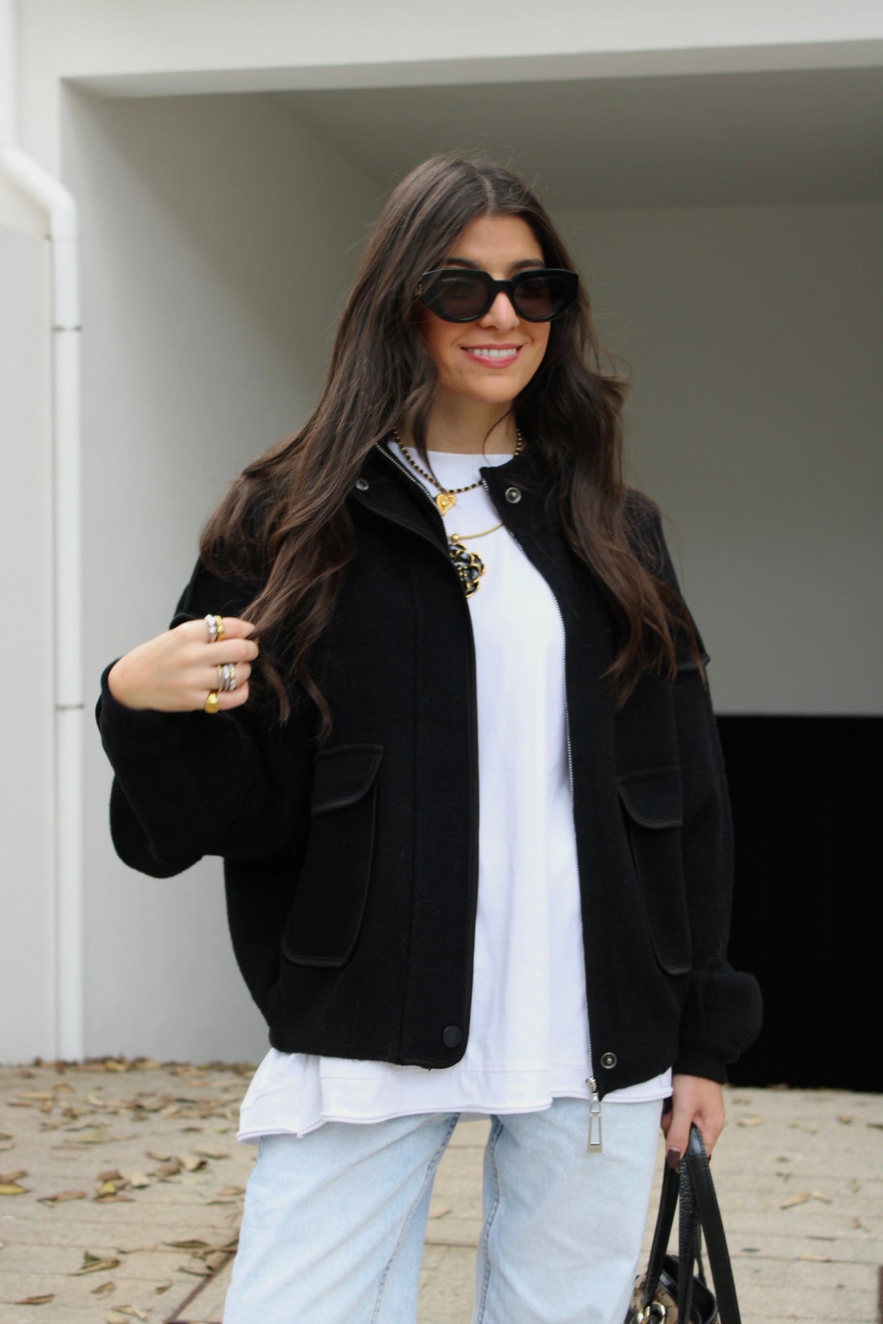 Black Double Knit Bomber