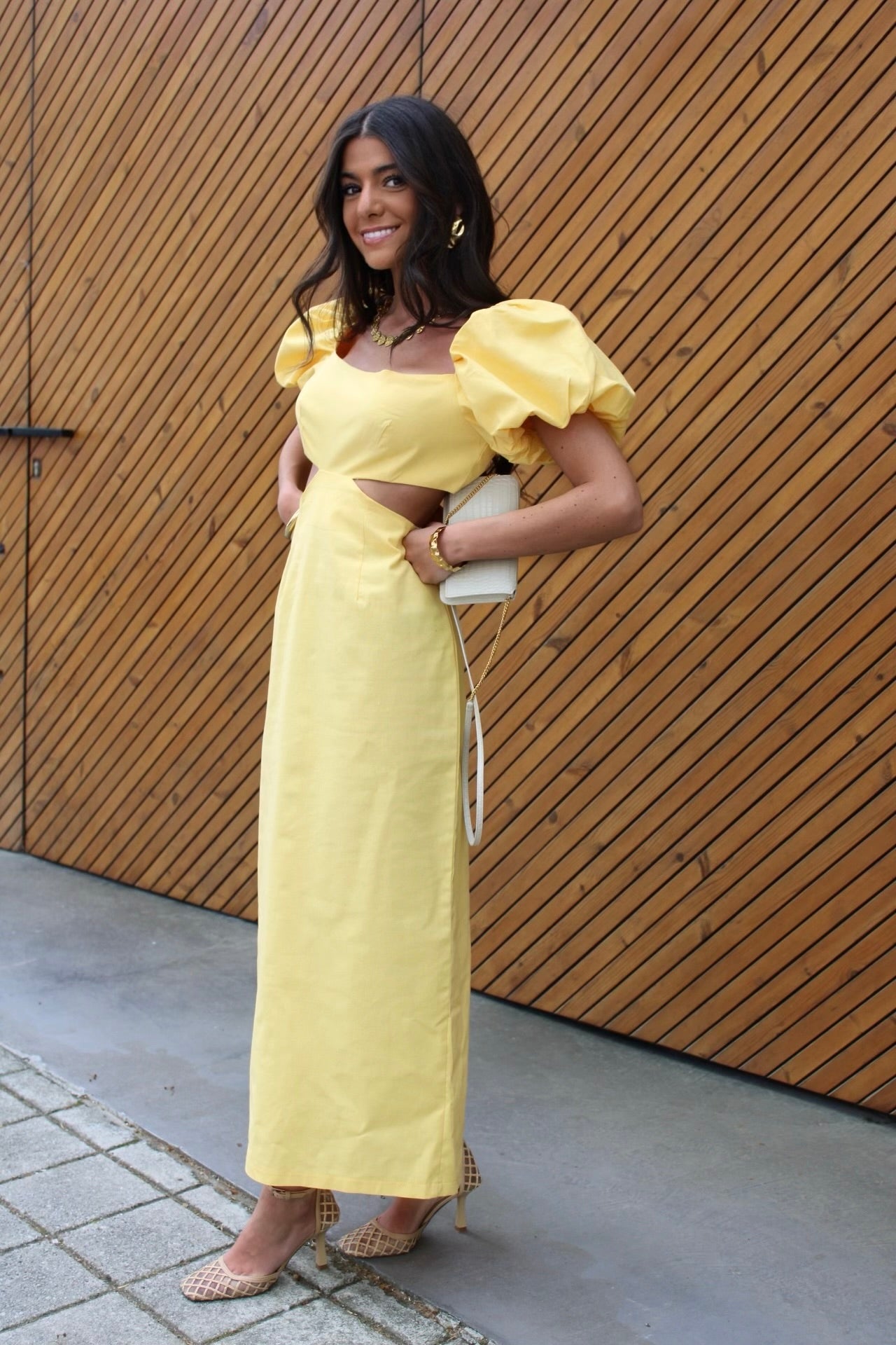 Long Dress with Cut-Out Details In Yellow
