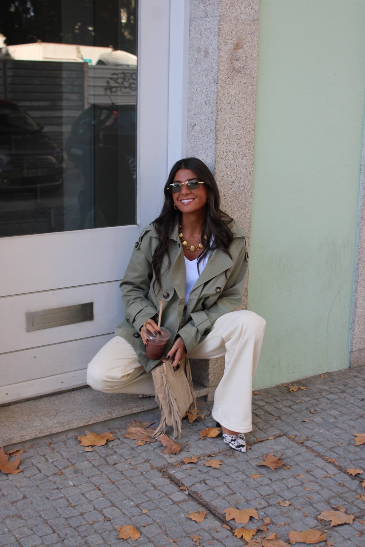 Sage Green Cropped Trench