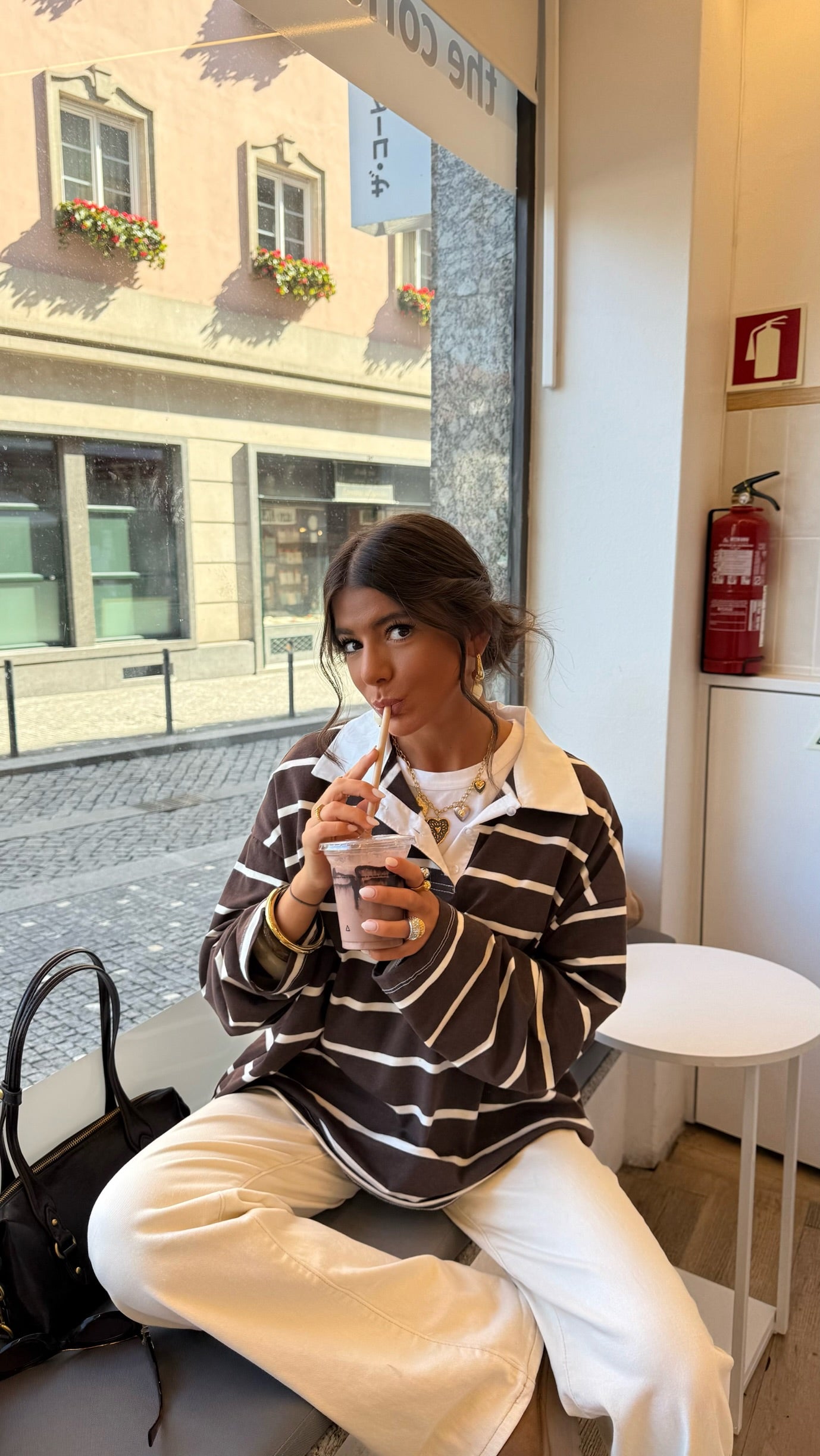 Chocolate Striped Polo Sweater
