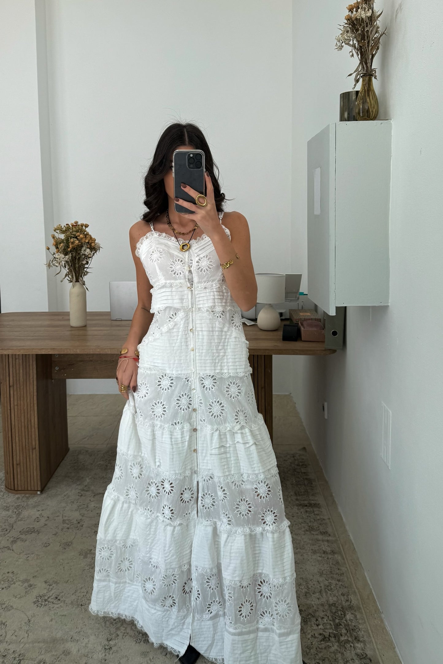 Maxi Dress with English Embroidery