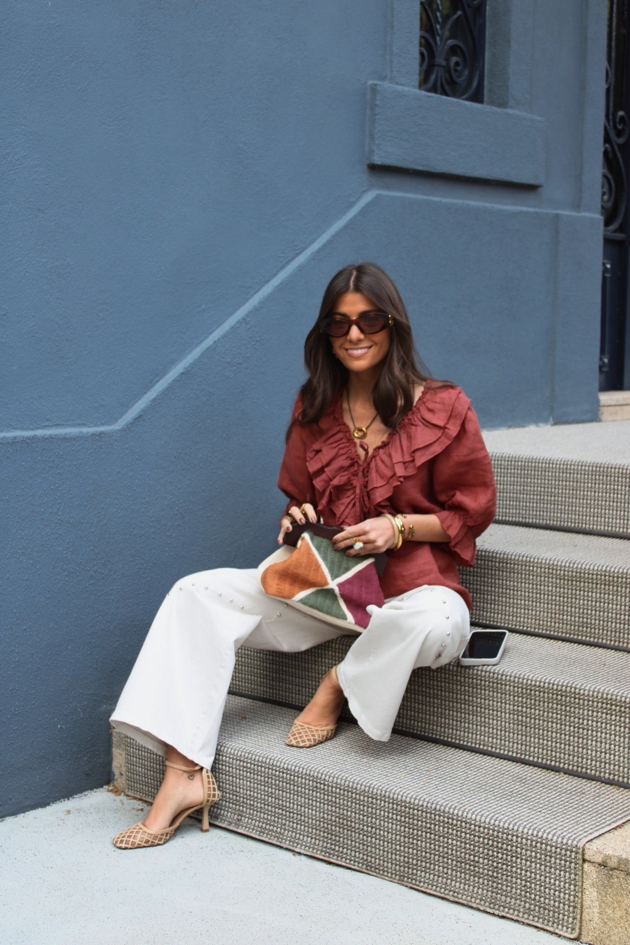Ruffled Terracotta Blouse