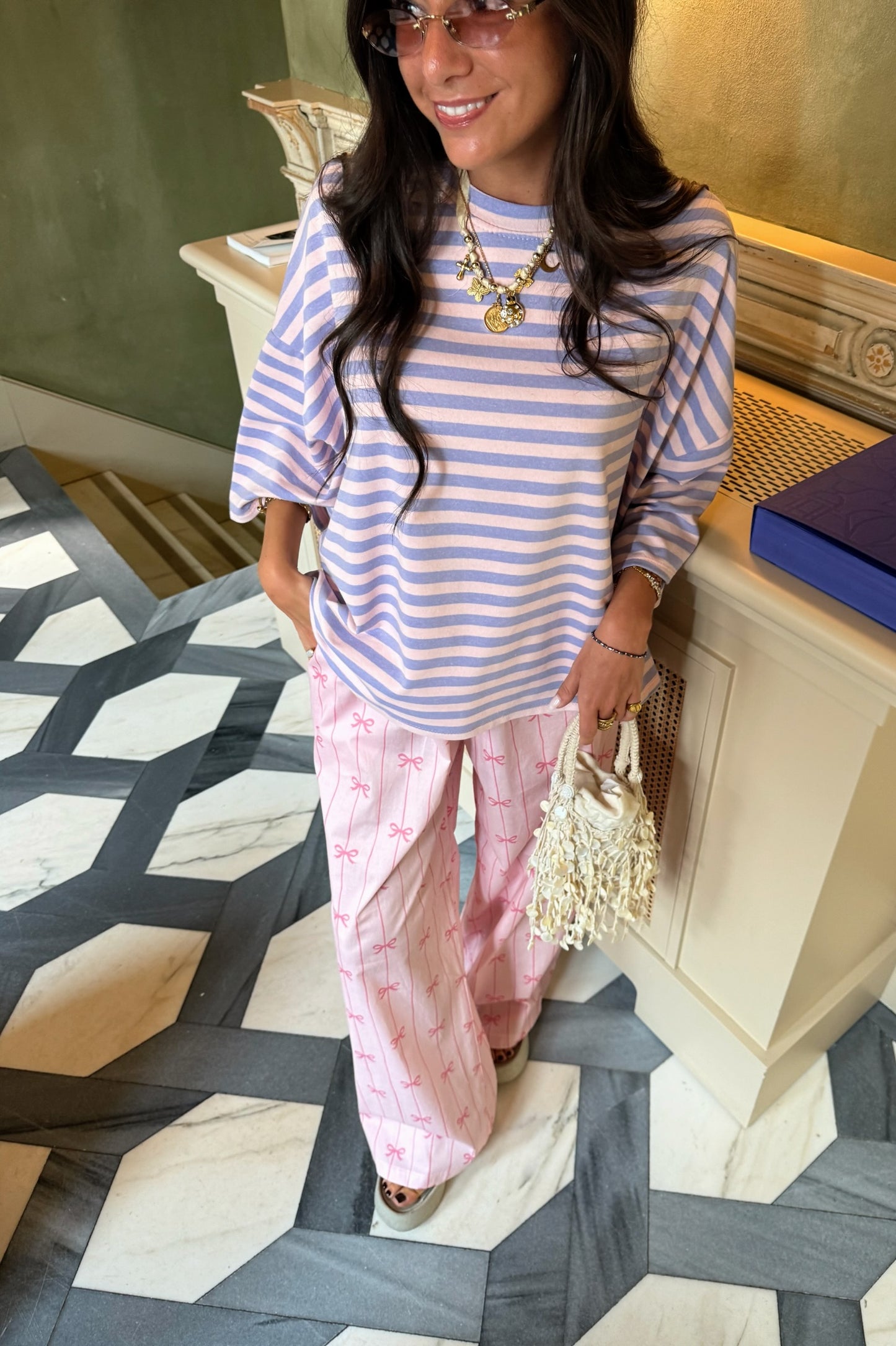 Baby Pink and Lilac Striped T-shirt
