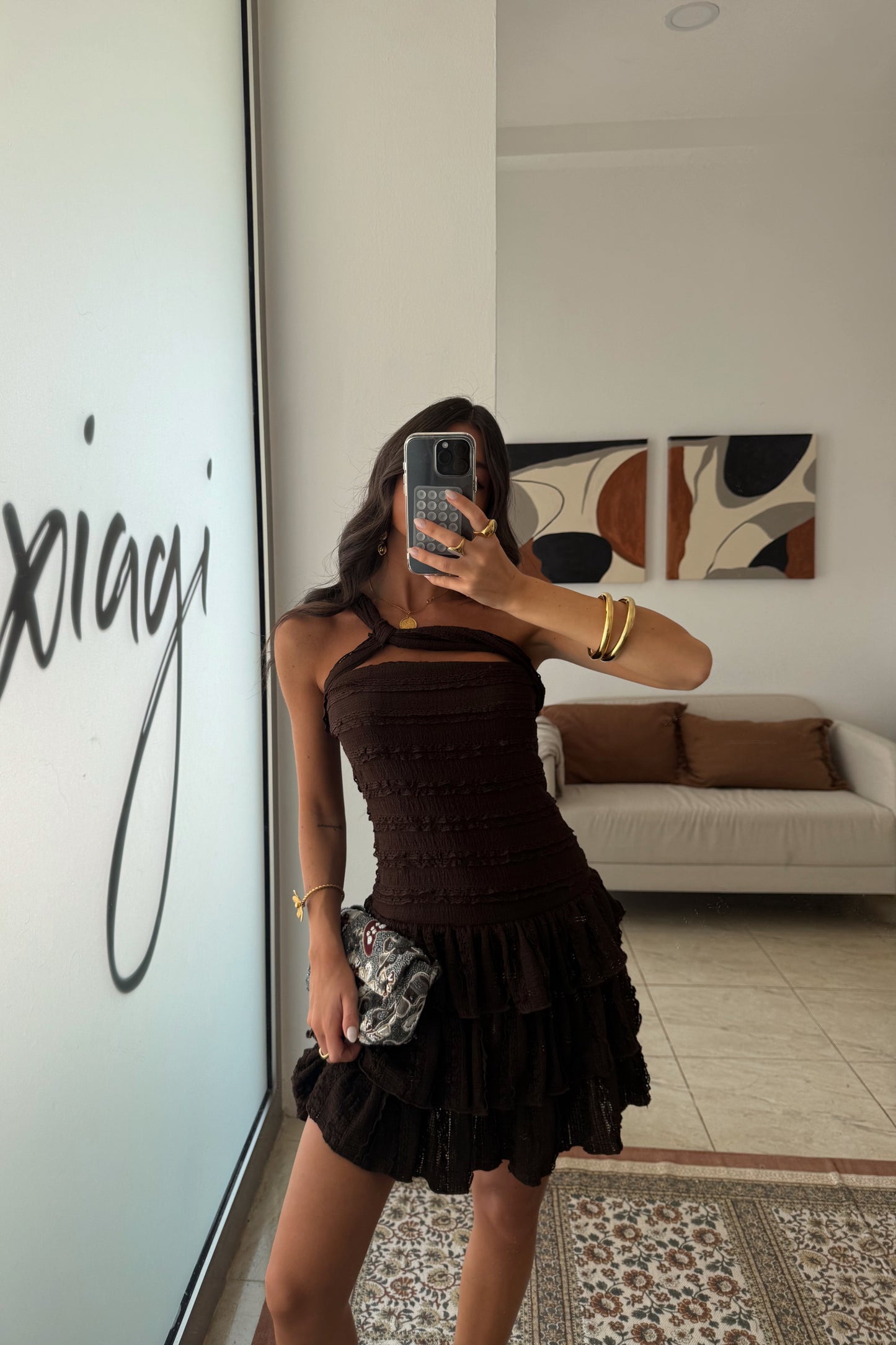 Espresso Ruffle Dress
