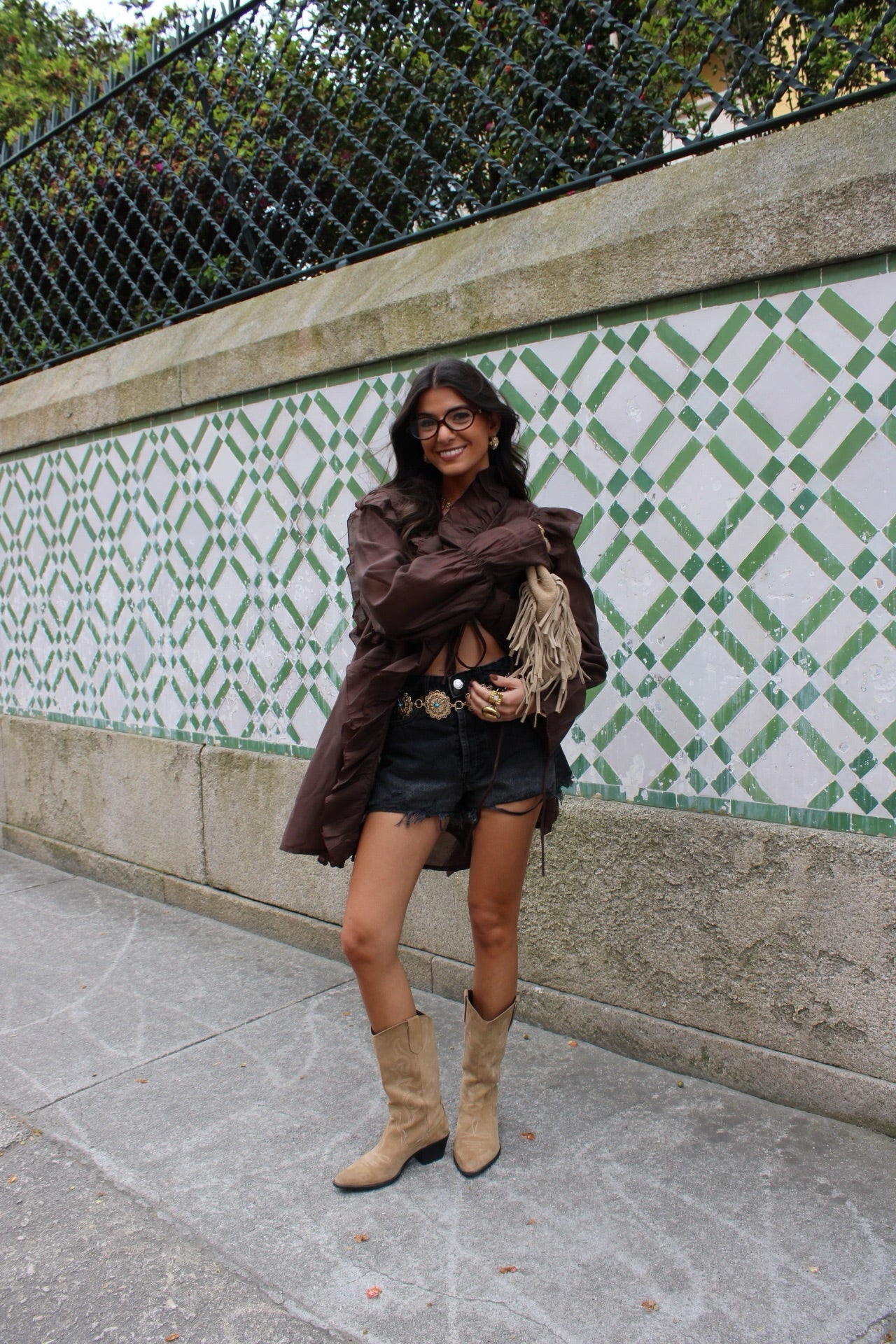 Brown Ruffled Shirtdress