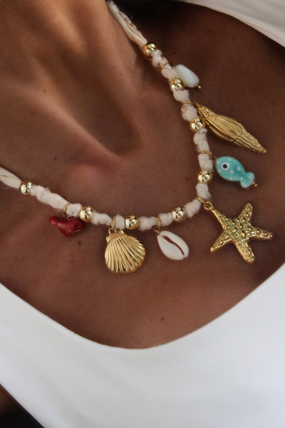 Colorful Wire Necklace with Steel Pendants