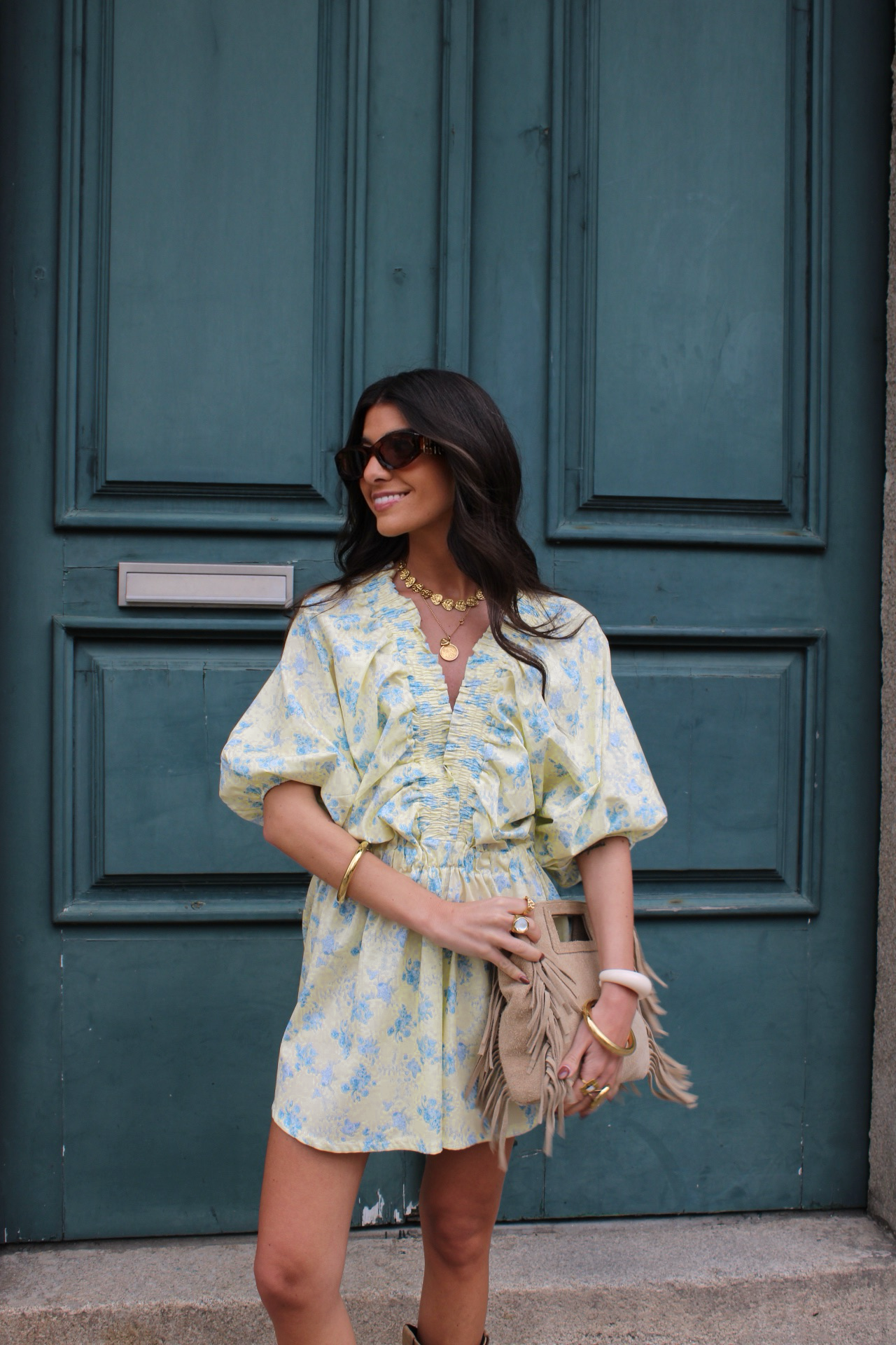 Floral Print Jumpsuit in Soft Butter Yellow