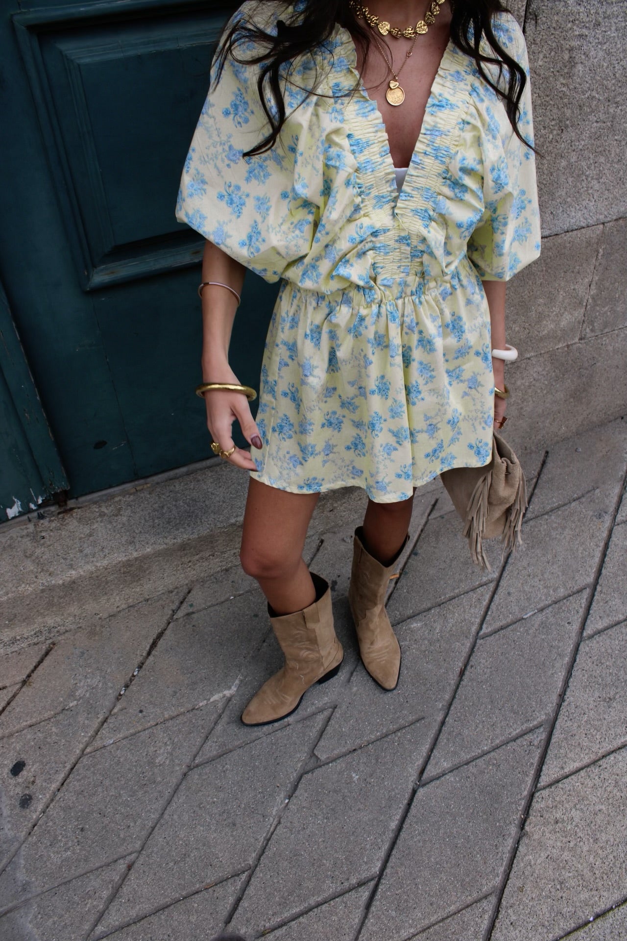 Floral Print Jumpsuit in Soft Butter Yellow