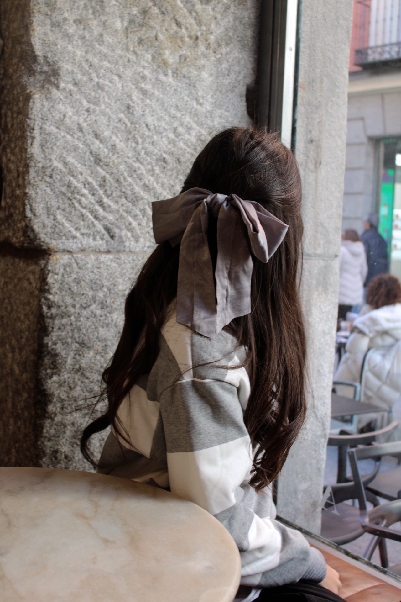 Bow Hair Clip in Grey