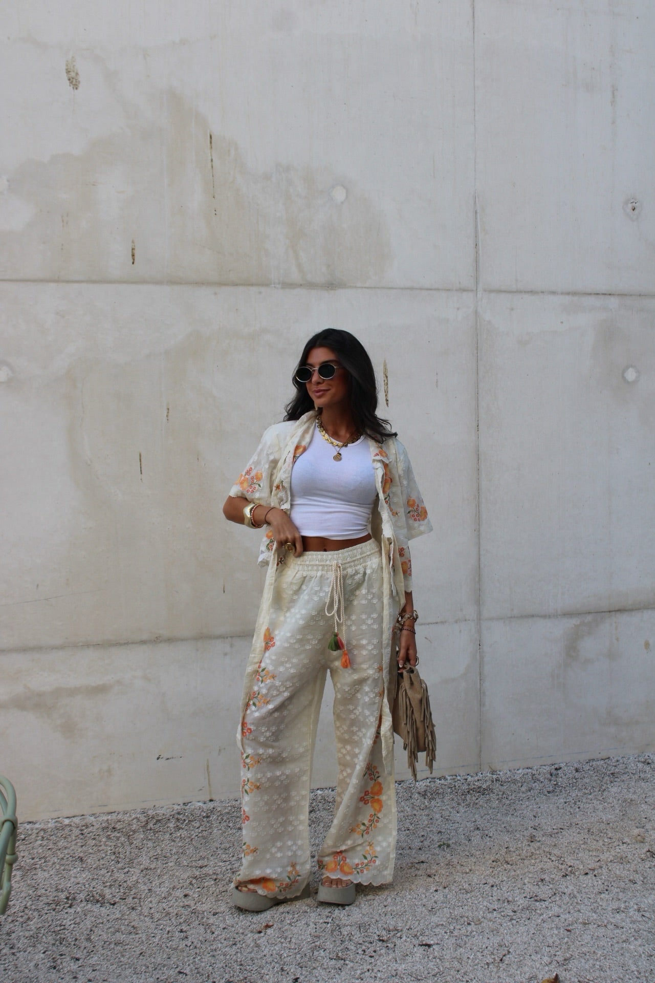Embroidered Floral Set (Blouse & Pants)