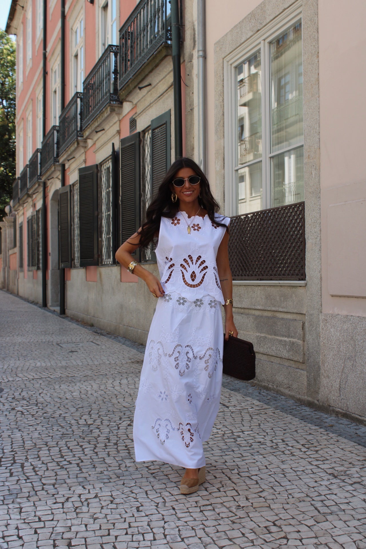Embroidered Top & Maxi Skirt Set