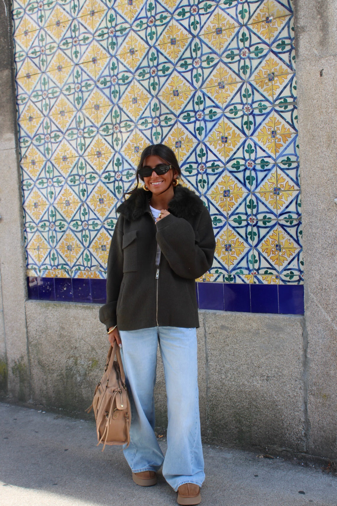 Wool & Cashmere Blend Jacket in Khaki