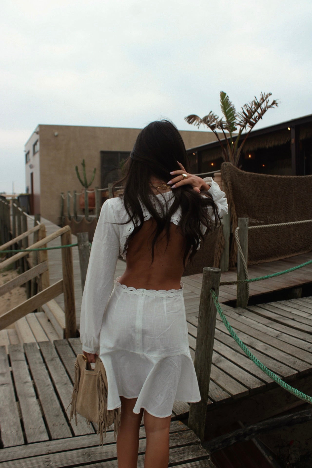 Cut Out Dress In White