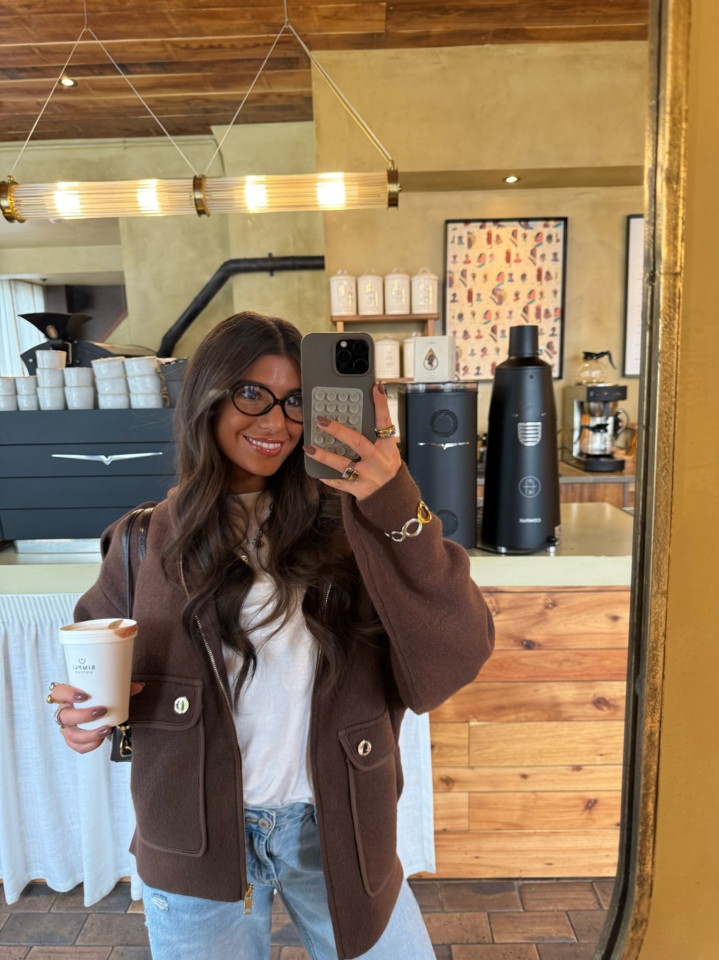 Wool & Cashmere Hooded Jacket in Brown