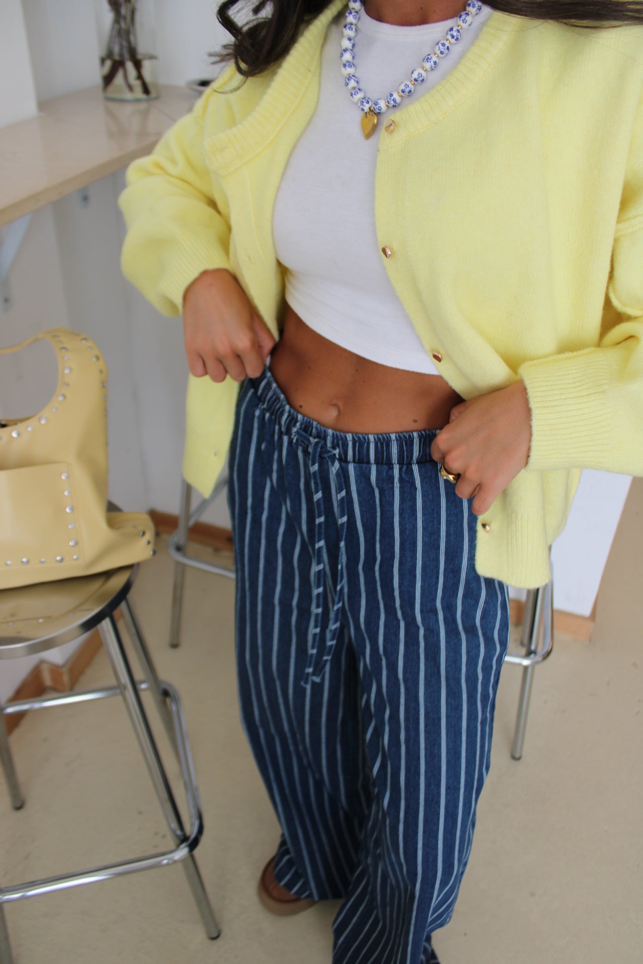 Striped Wide-Leg Jeans