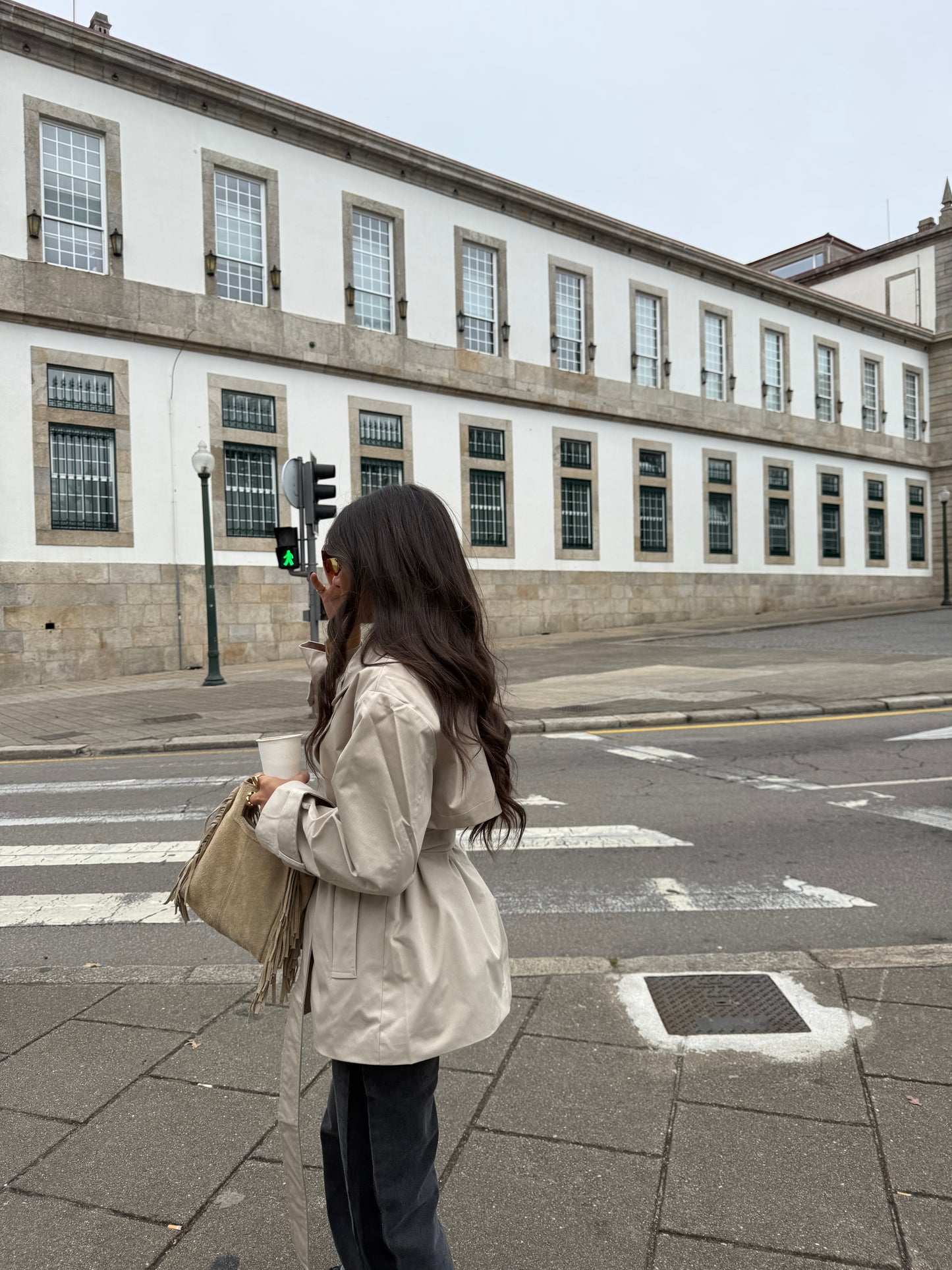 Belted Trench Coat in Beige