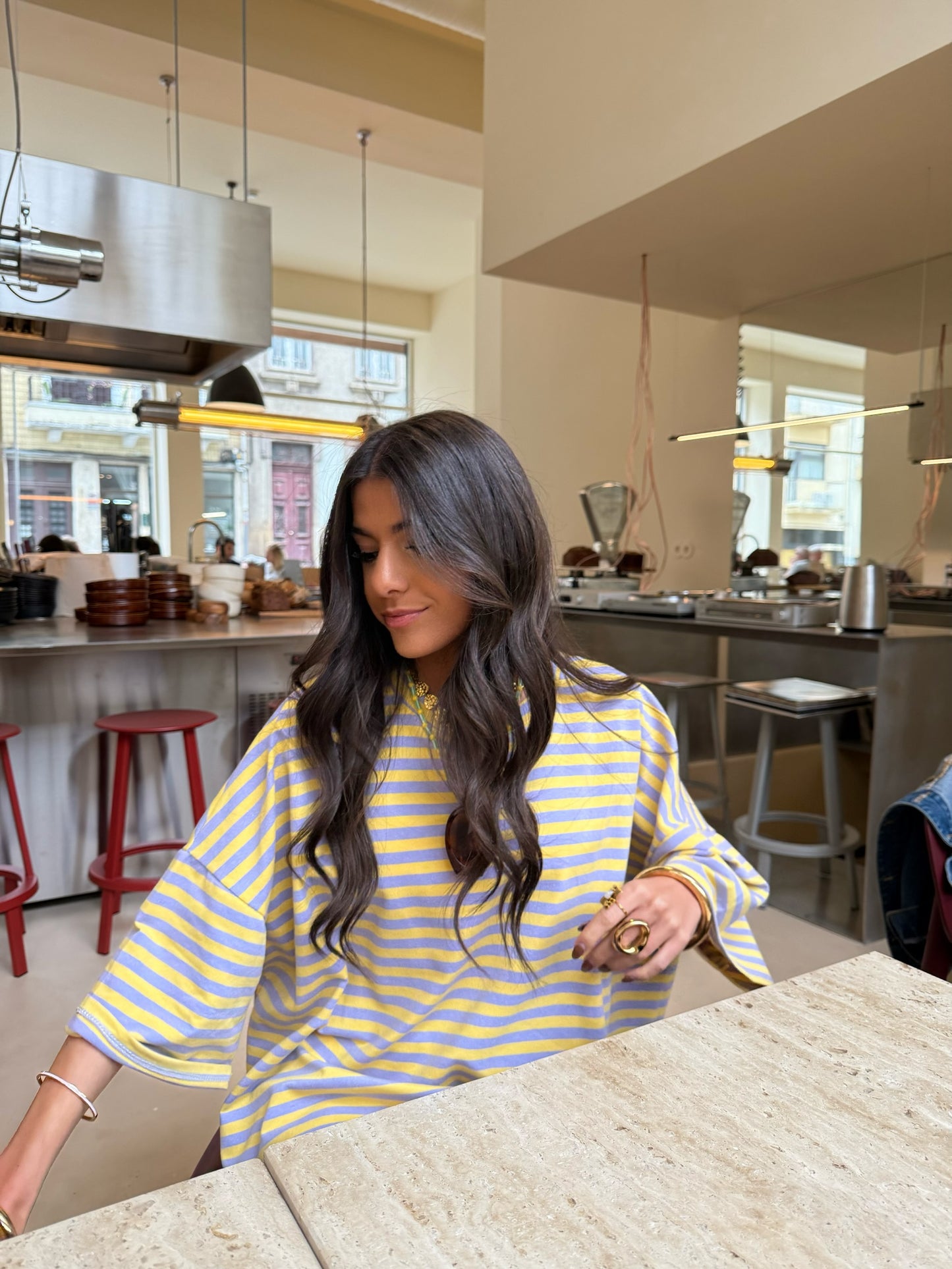 Yellow and Lilac Striped T-shirt