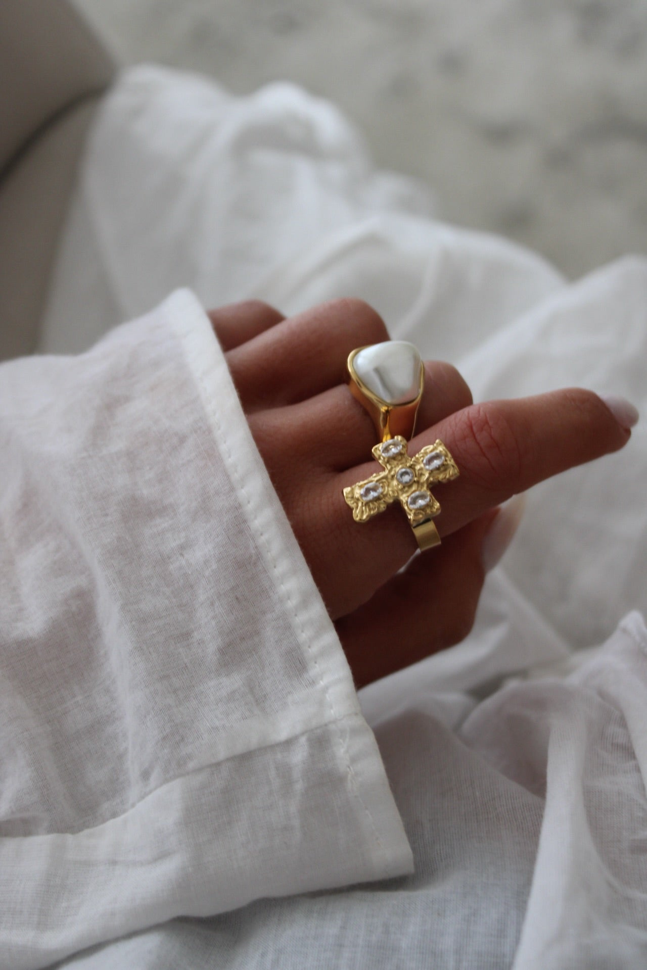 Hammered Cross Ring