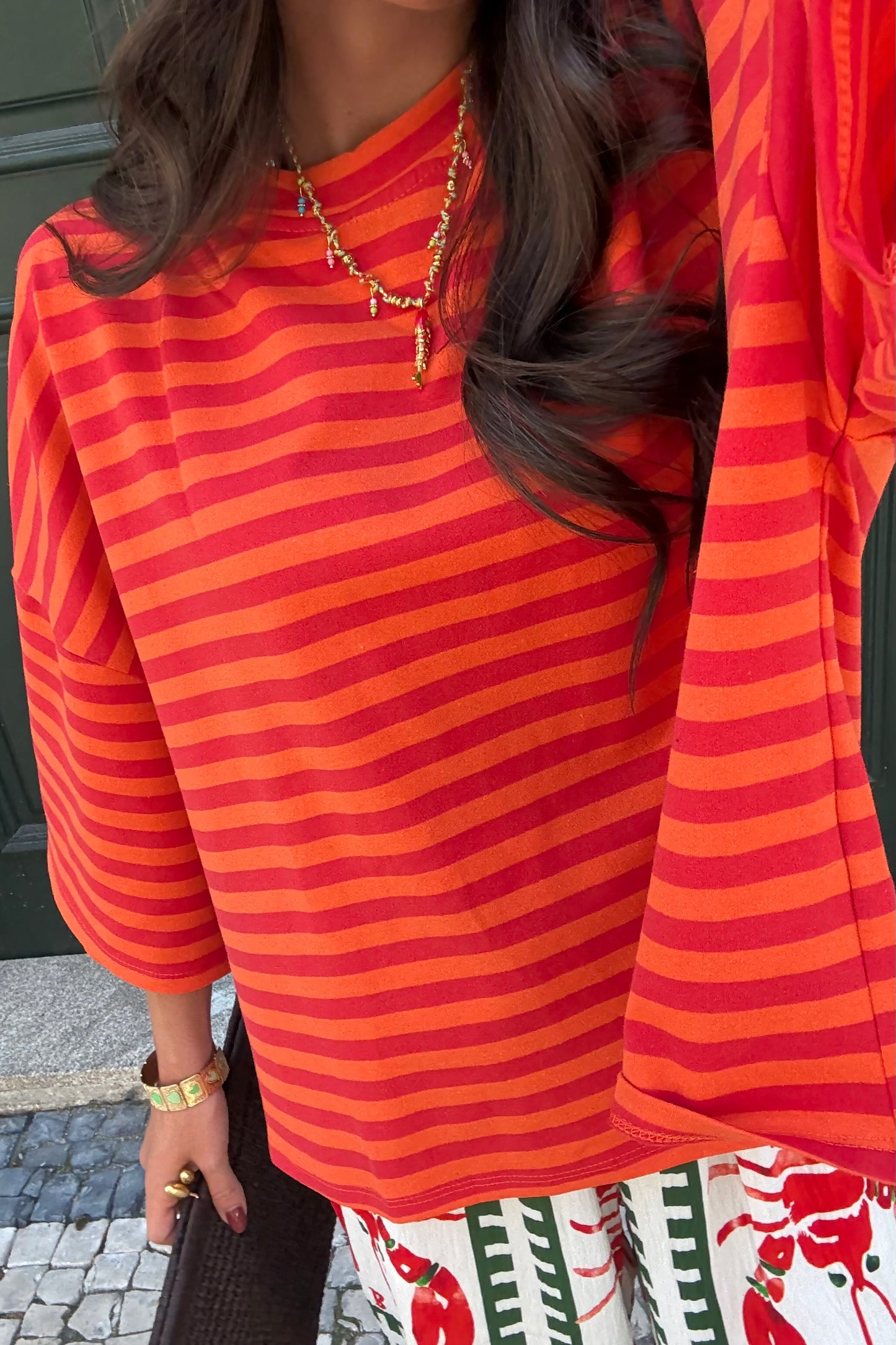 Orange & Red Striped T-shirt