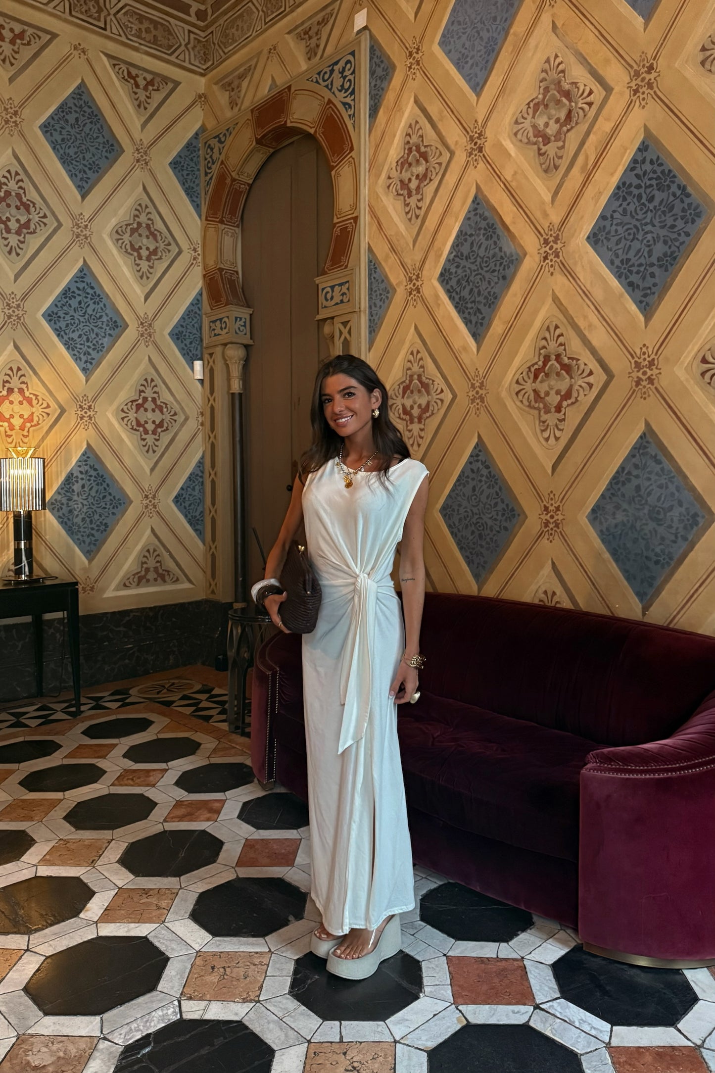 Natural Long Dress with Side Knot
