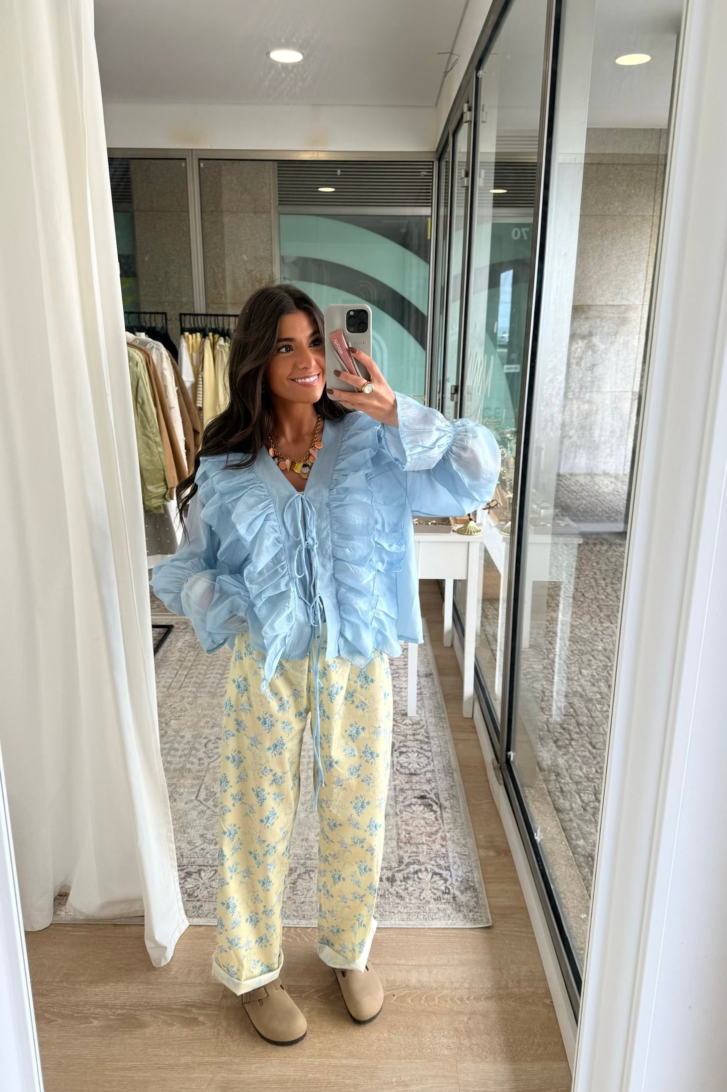 Ruffled Blouse in Blue (Pre-order | shipping on May 16)