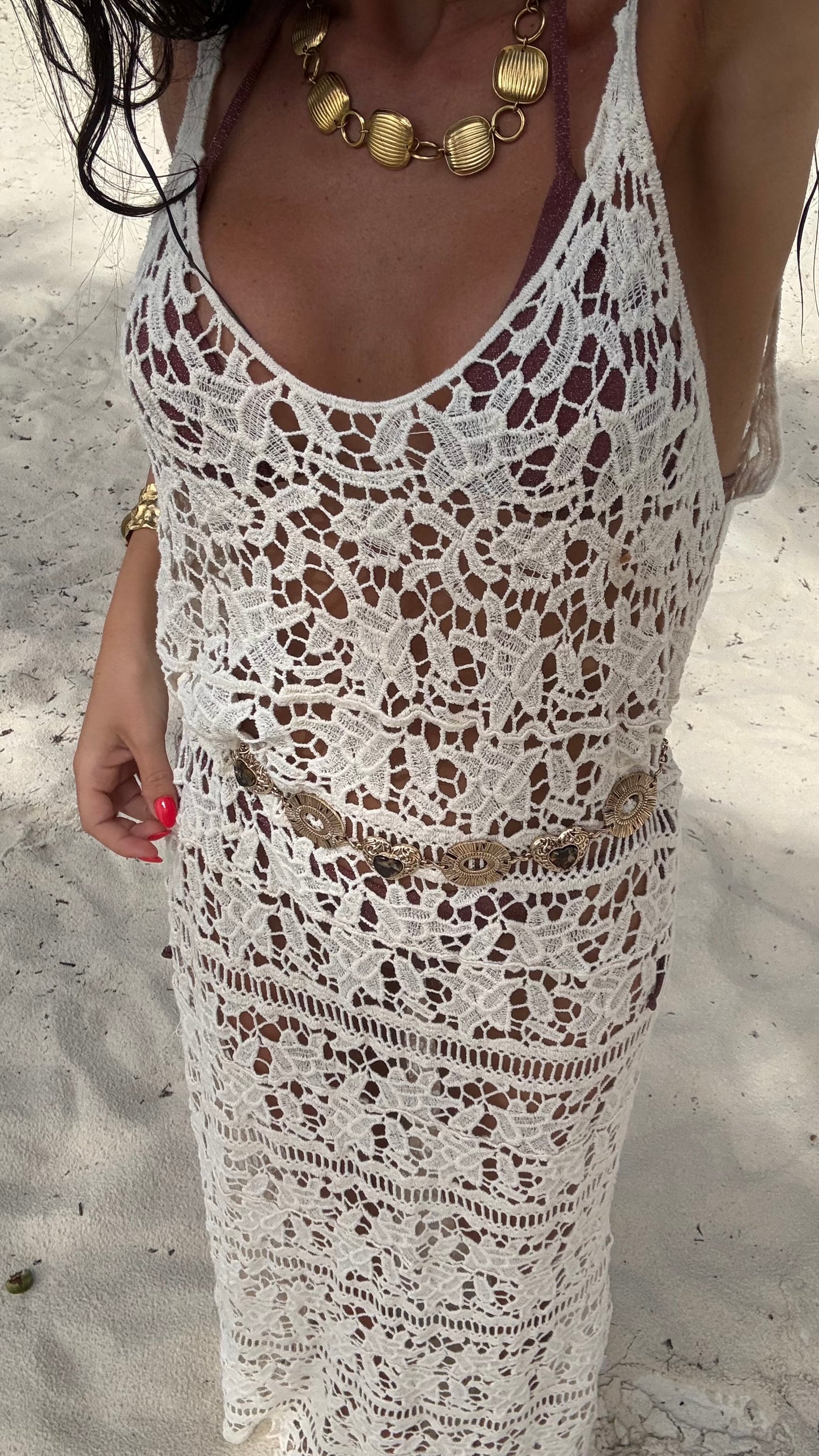 Ivory Crochet Maxi Dress