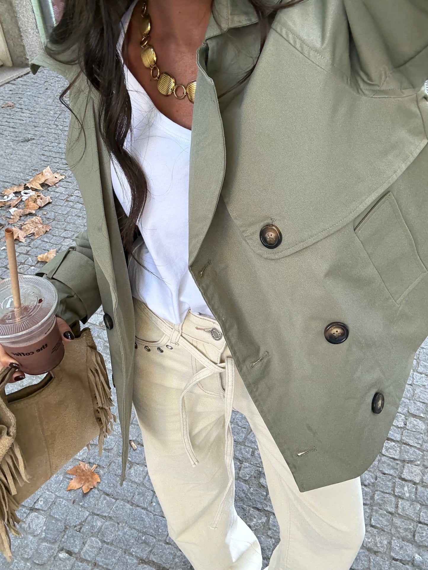 Sage Green Cropped Trench