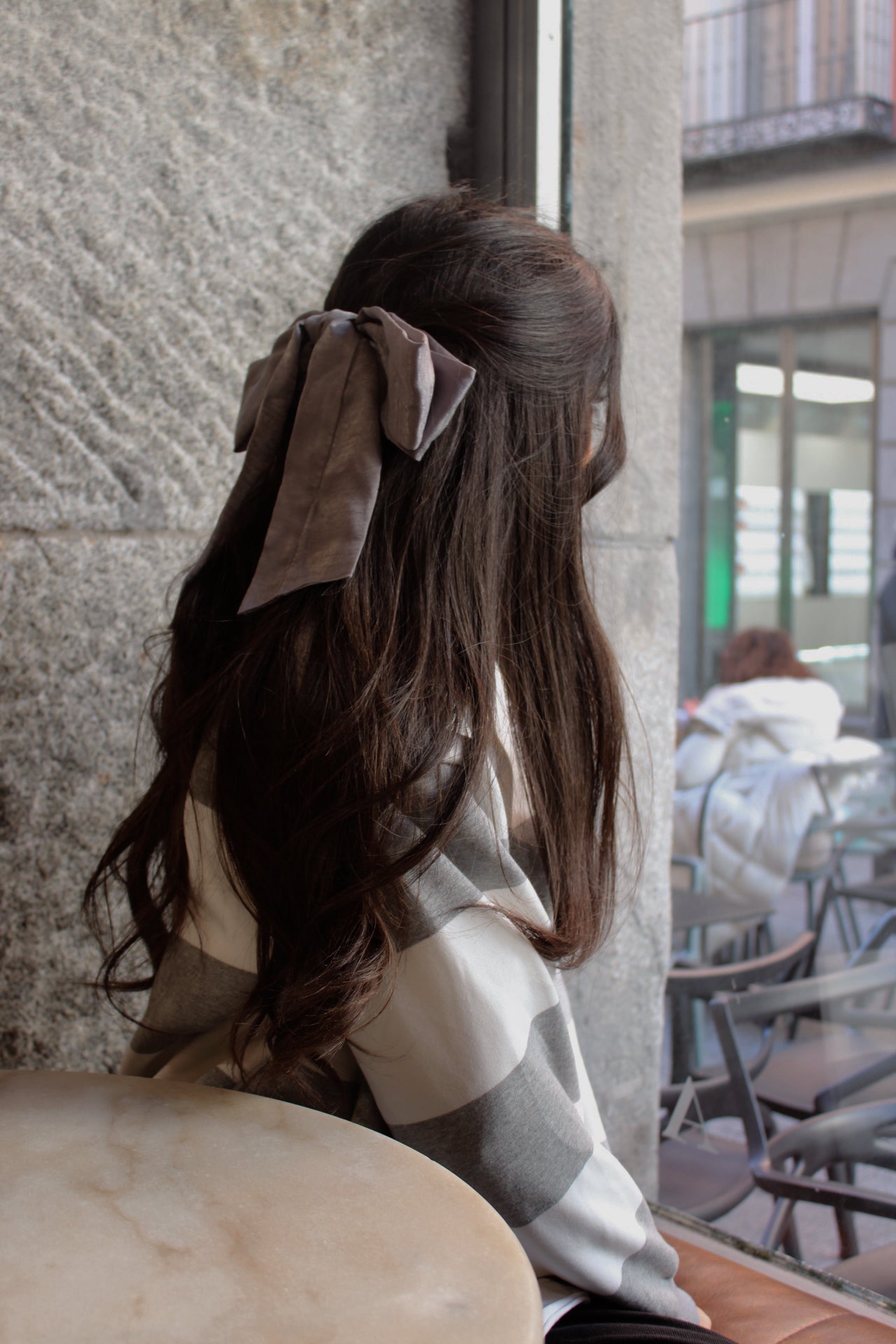 Bow Hair Clip in Grey