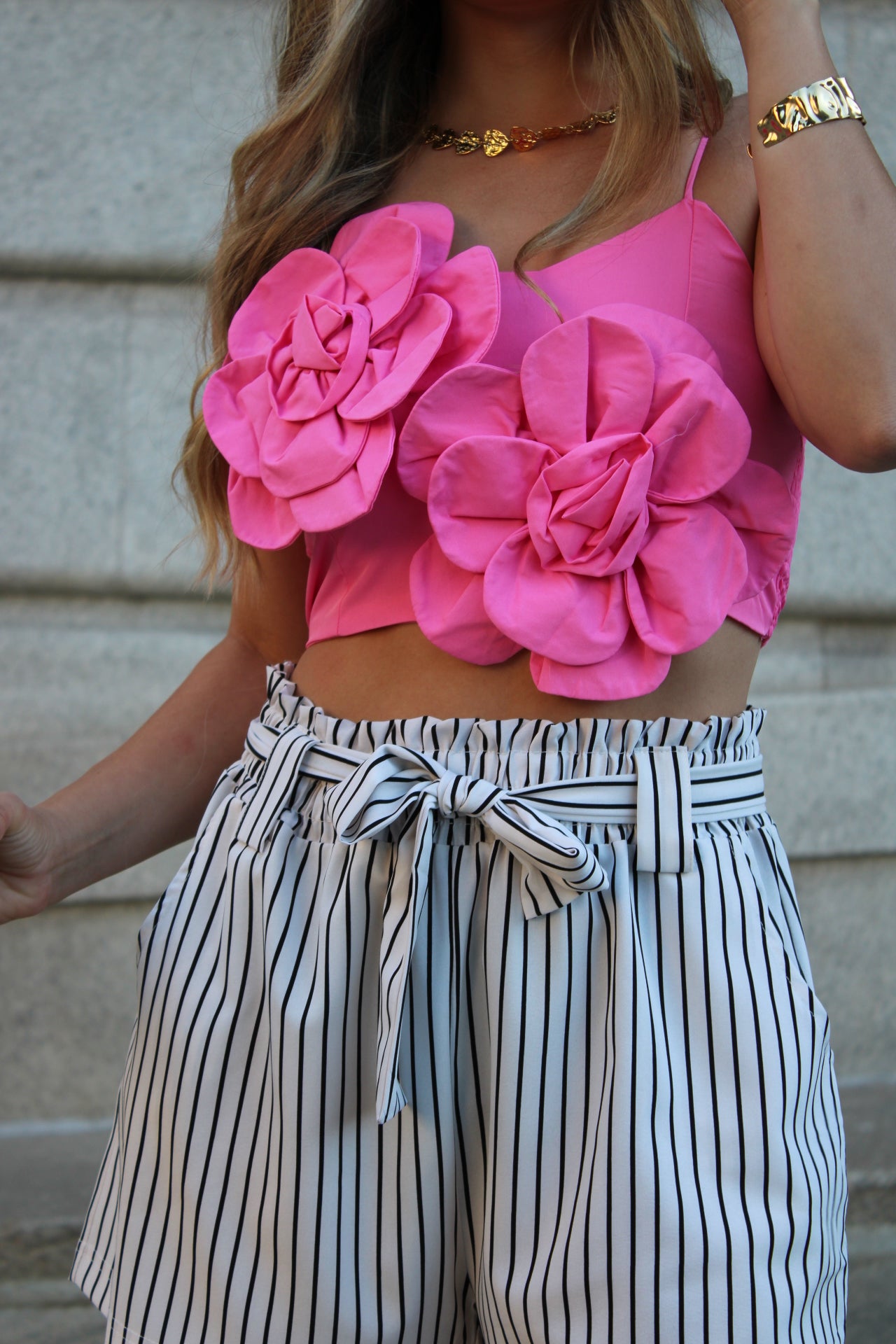 Pink Floral Crop Top