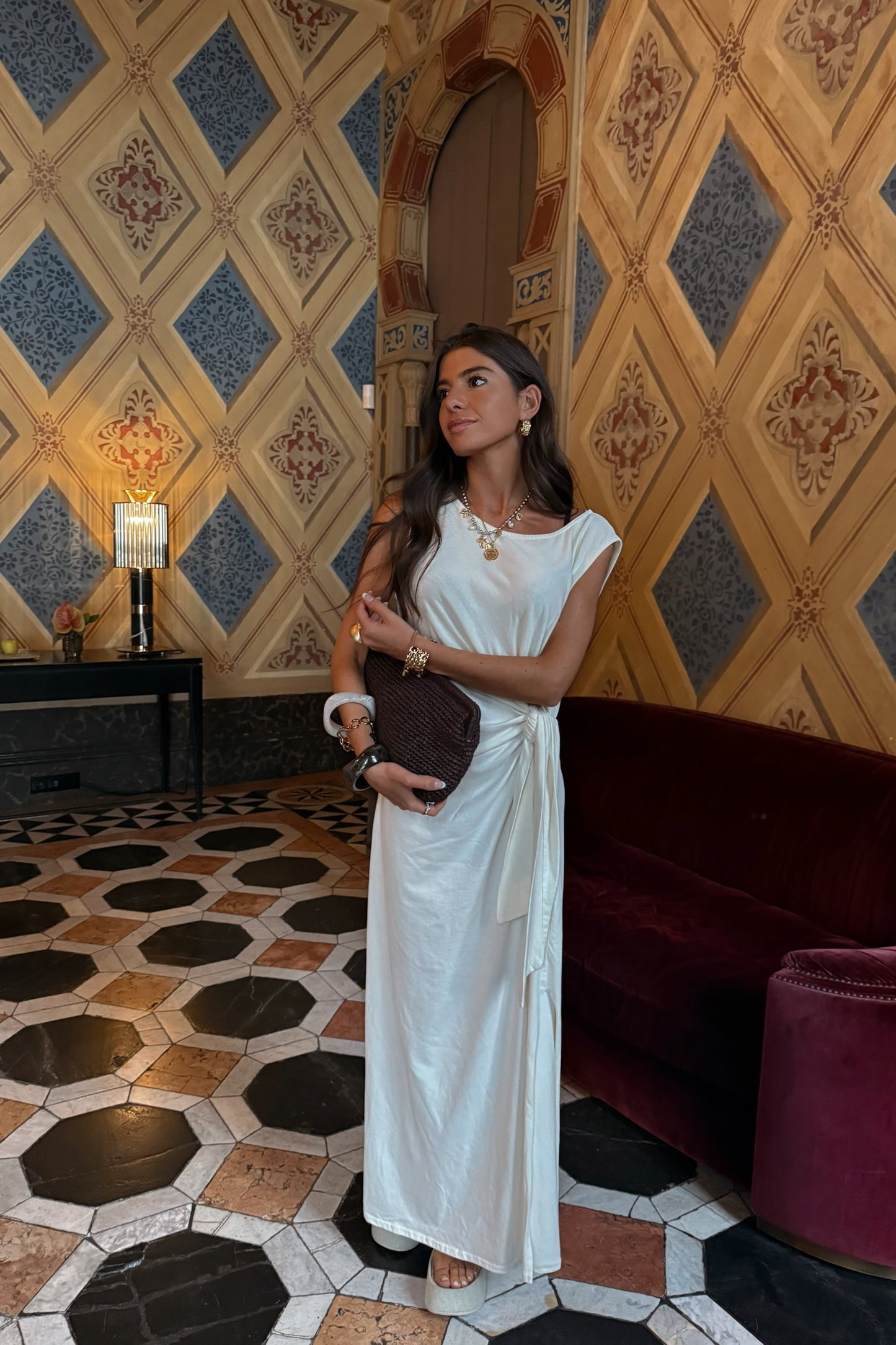 Natural Long Dress with Side Knot