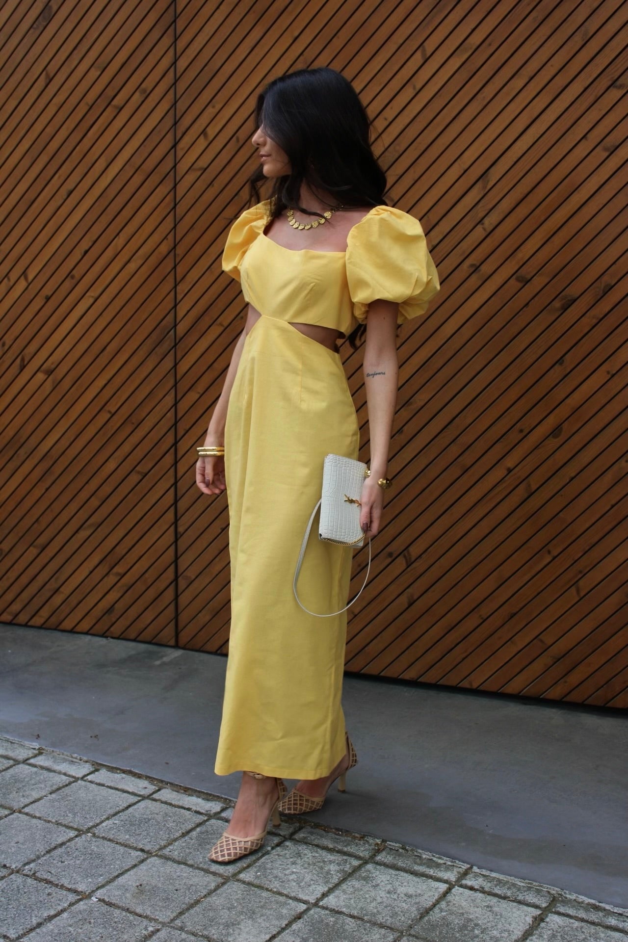 Long Dress with Cut-Out Details In Yellow