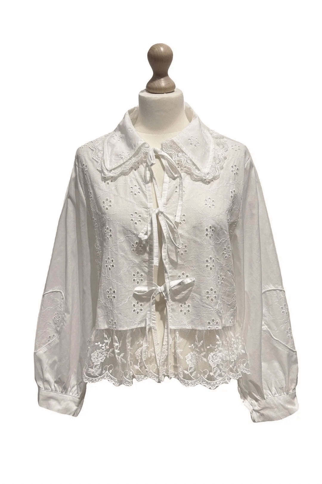 Blouse with Lace and English Embroidery Details