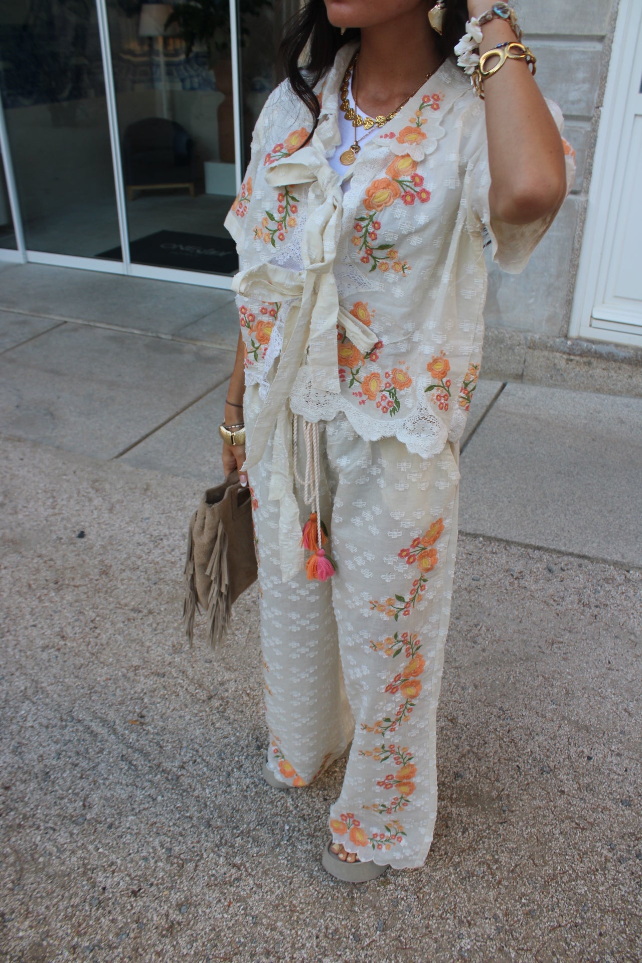 Embroidered Floral Set (Blouse & Pants)