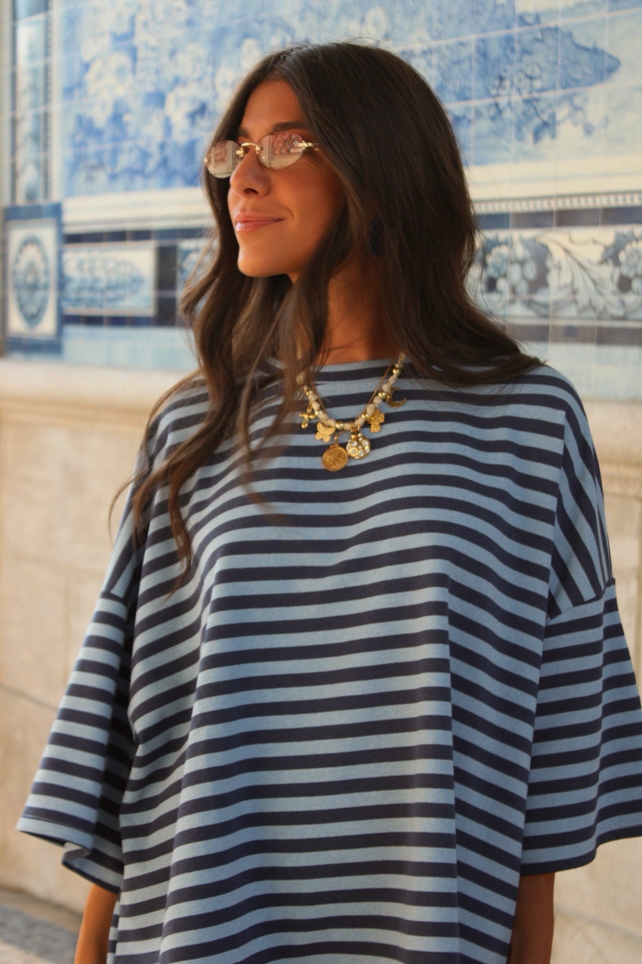 Navy and Sky Blue Striped T-Shirt