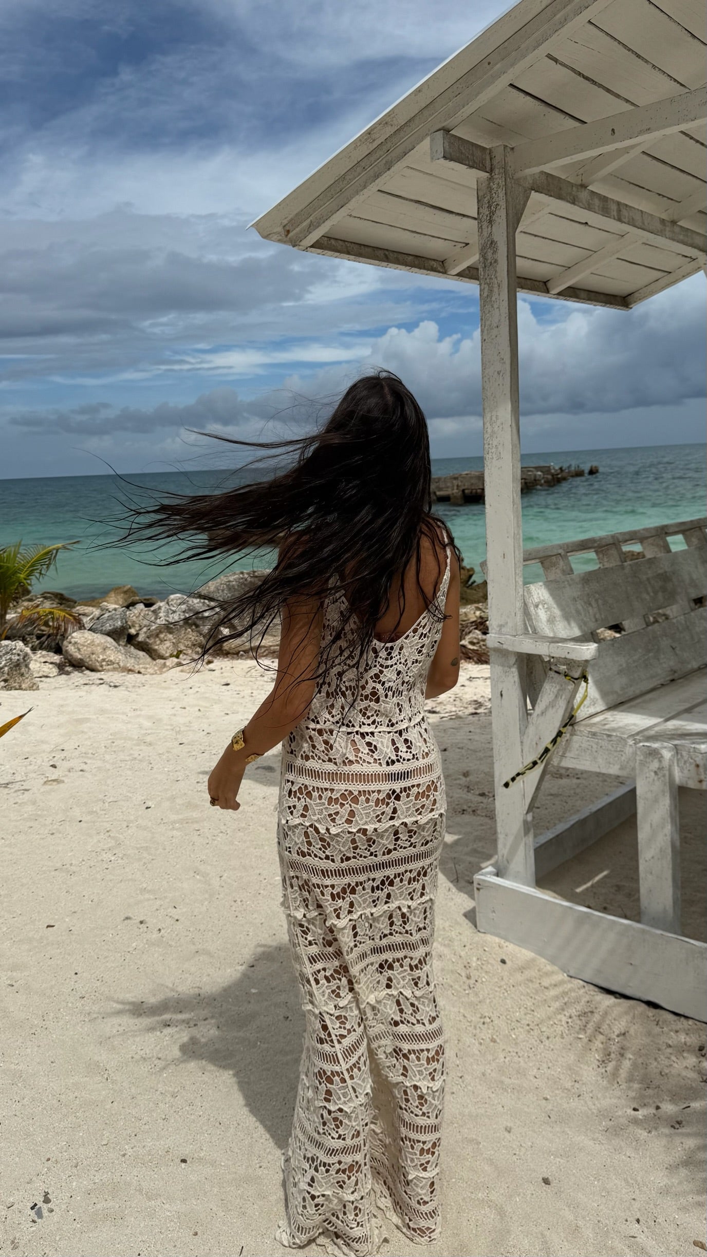 Ivory Crochet Maxi Dress