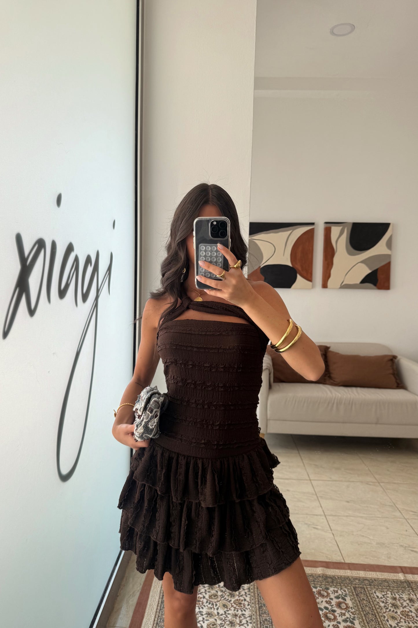 Espresso Ruffle Dress