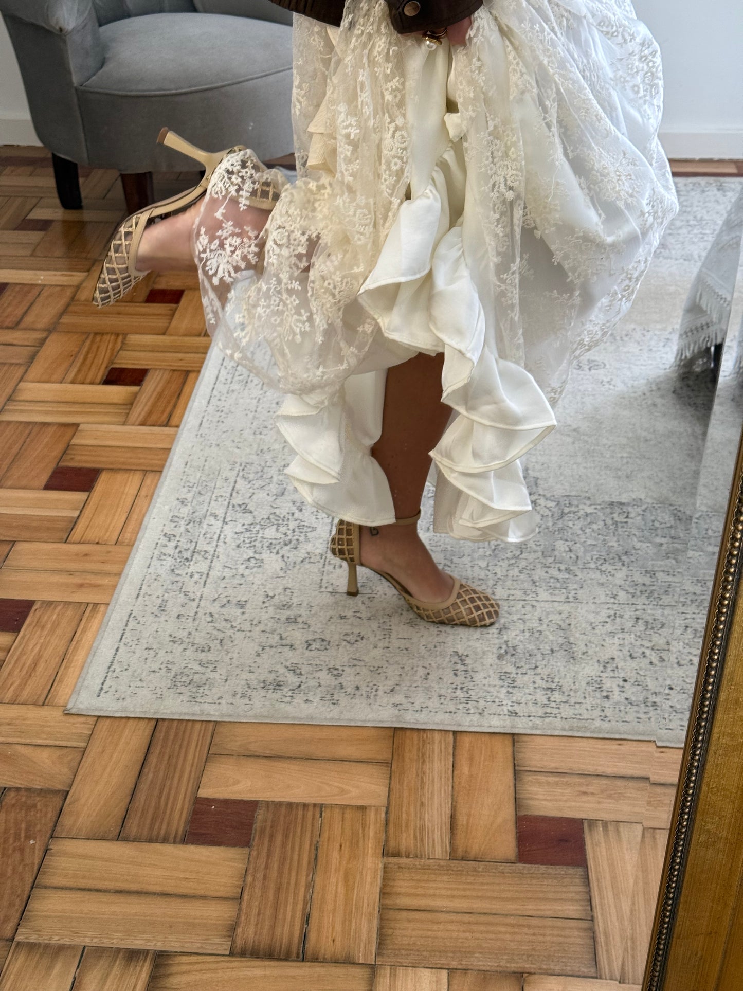 Boho Lace Dress with Ruffle Details