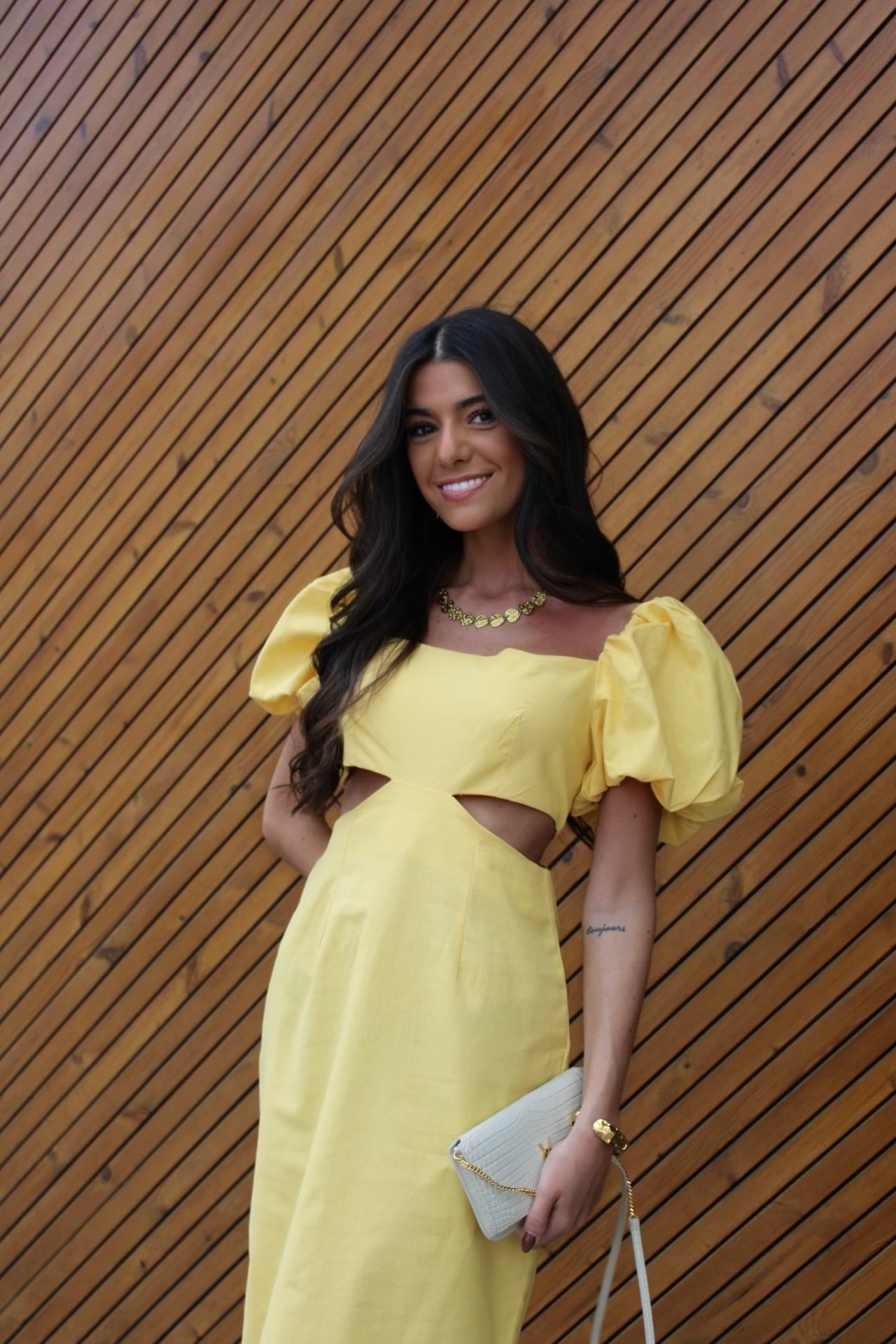 Long Dress with Cut-Out Details In Yellow