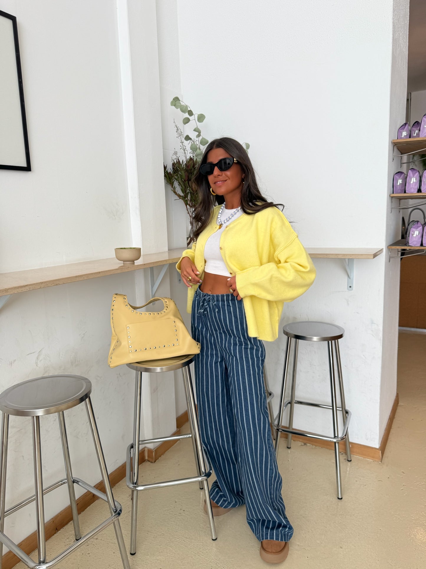 Striped Wide-Leg Jeans