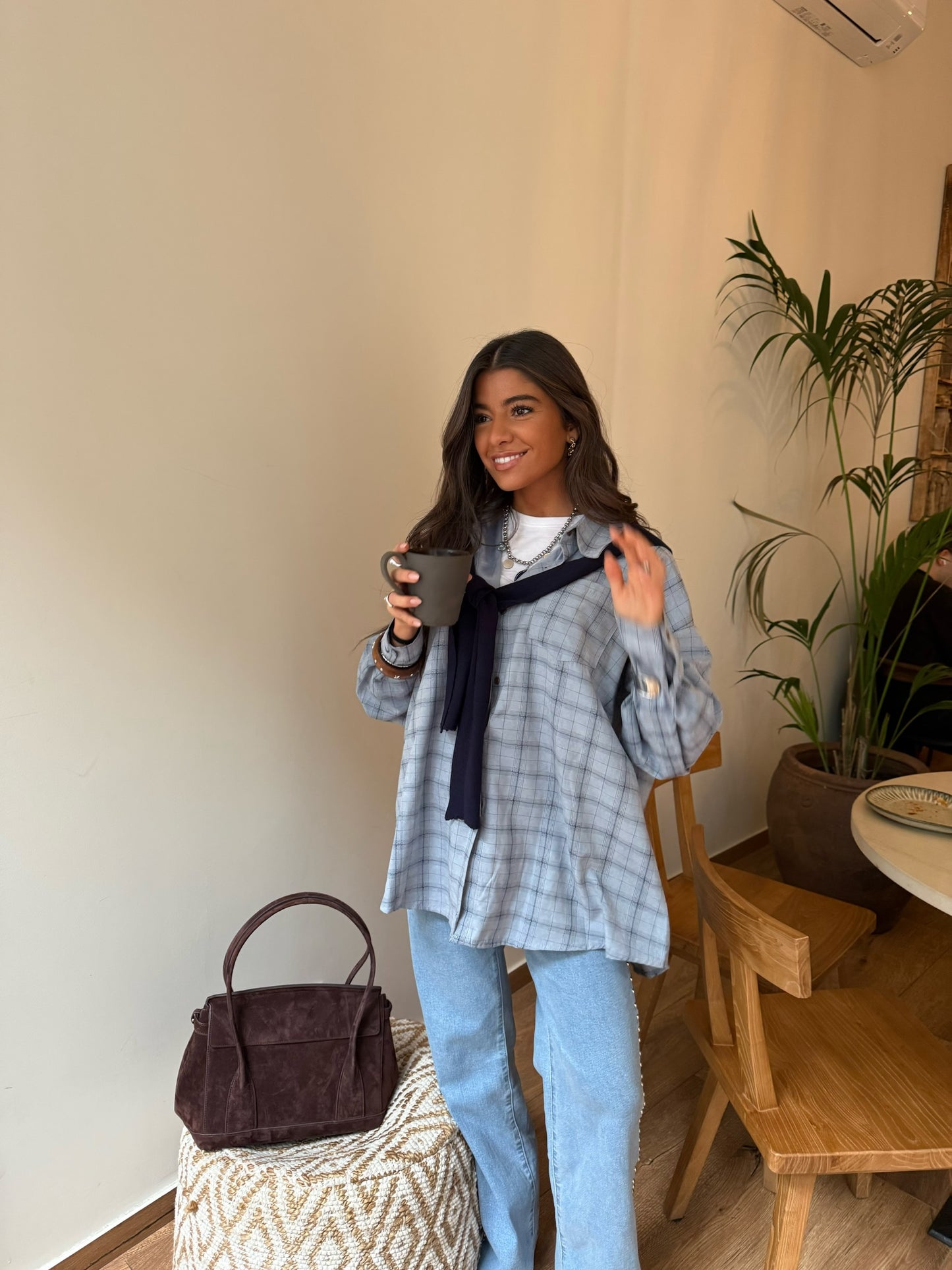 Two-in-One Shirt in Baby Blue (w/ satin lining)