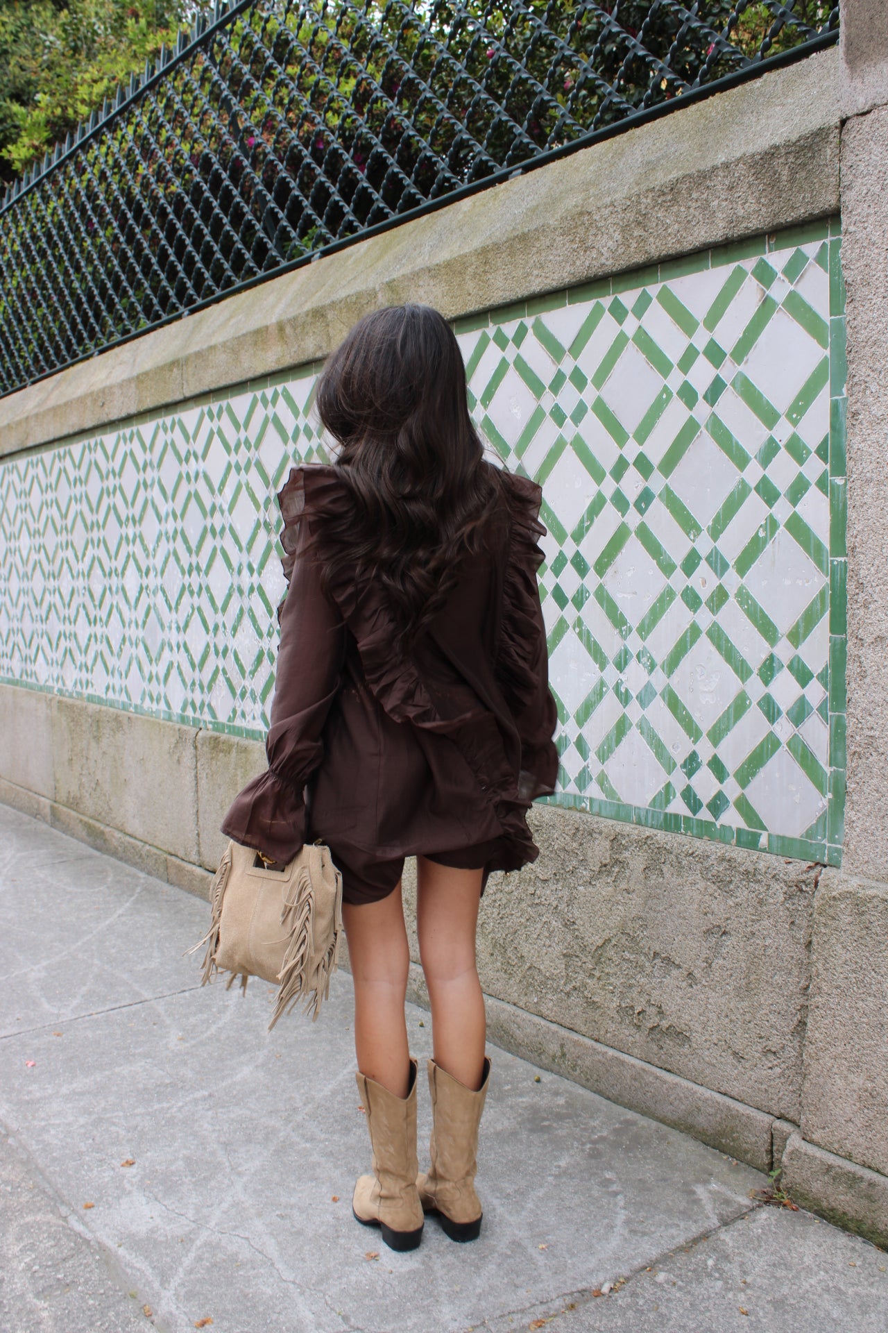 Brown Ruffled Shirtdress