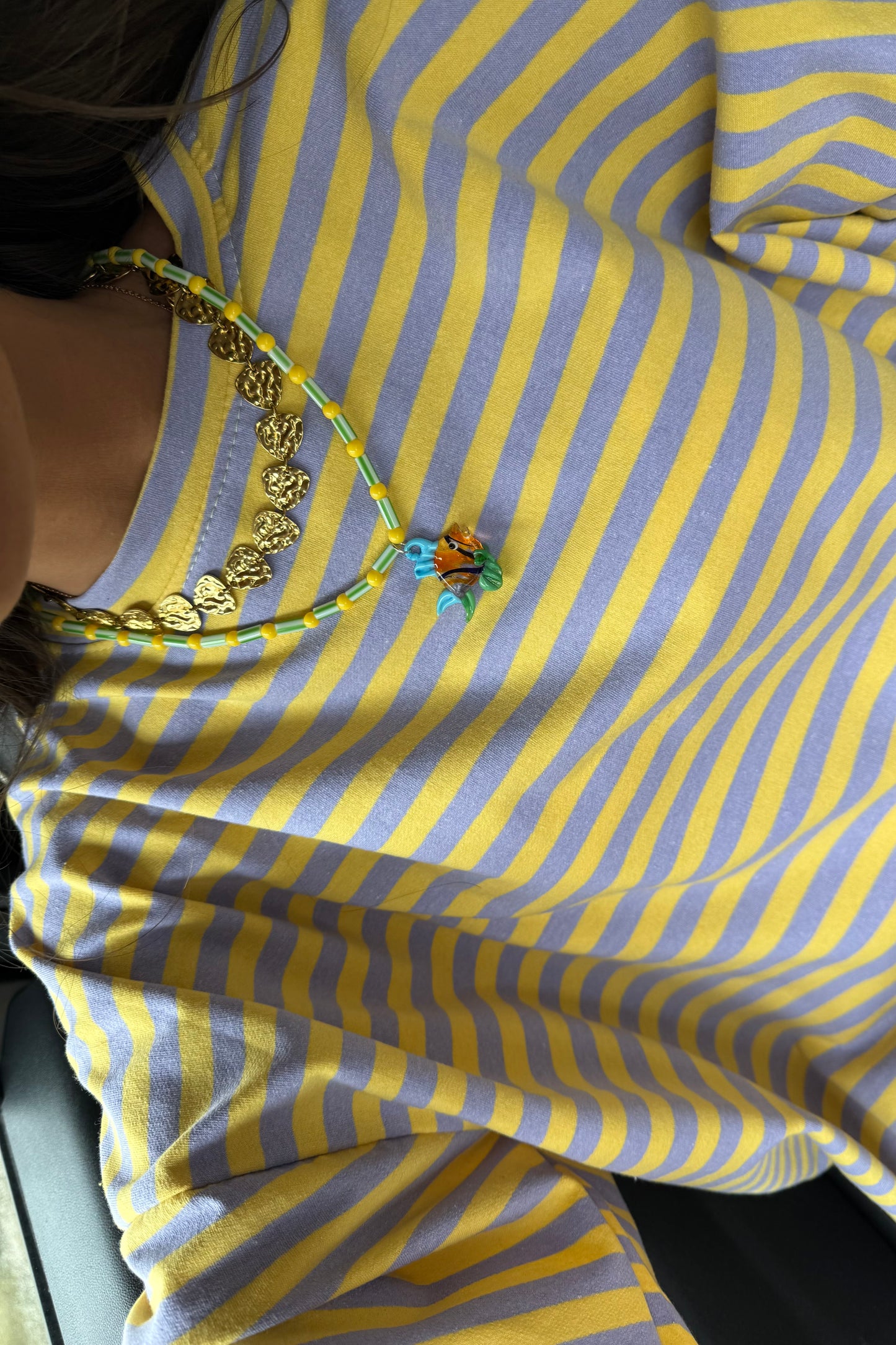 Yellow and Lilac Striped T-shirt