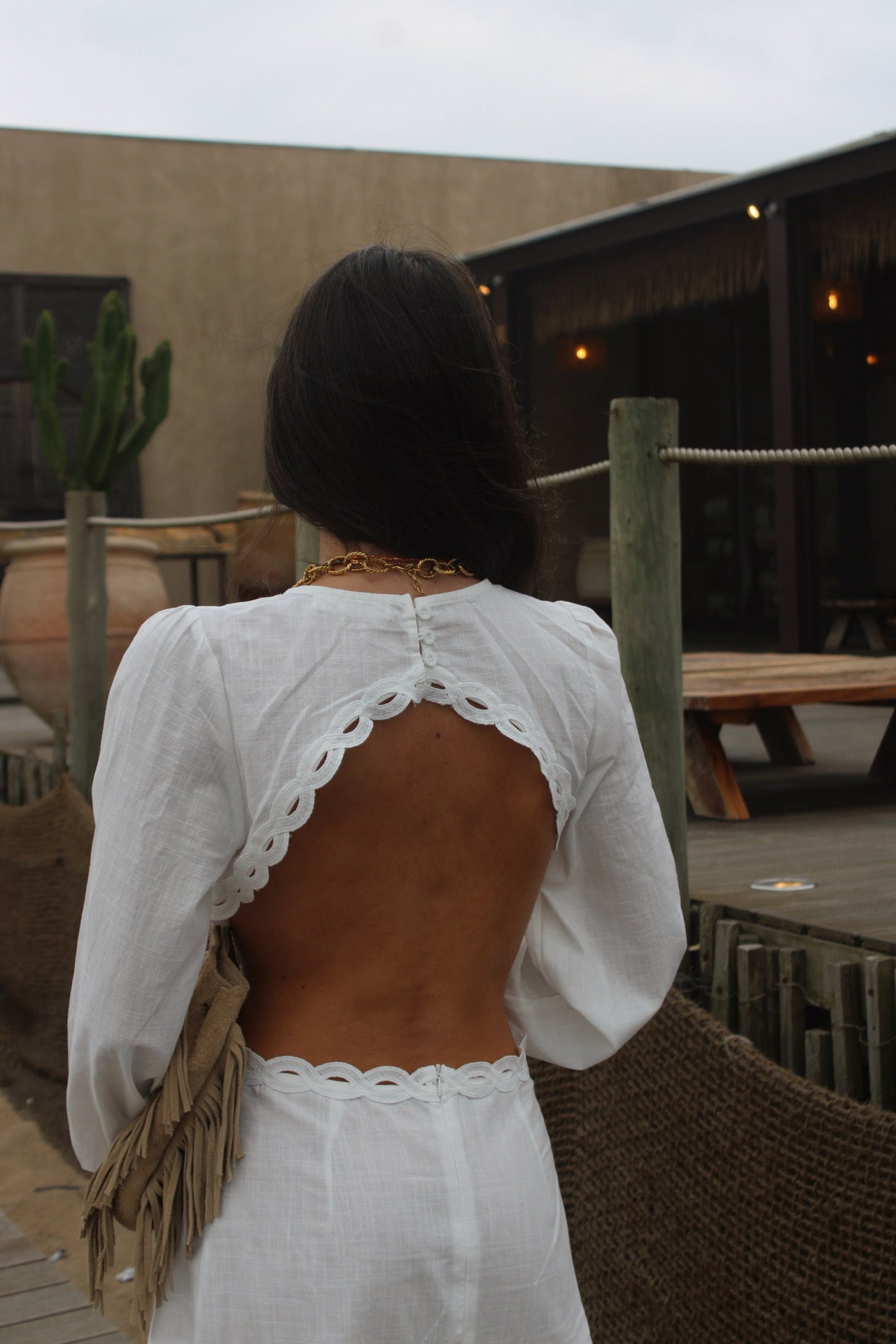 Cut Out Dress In White