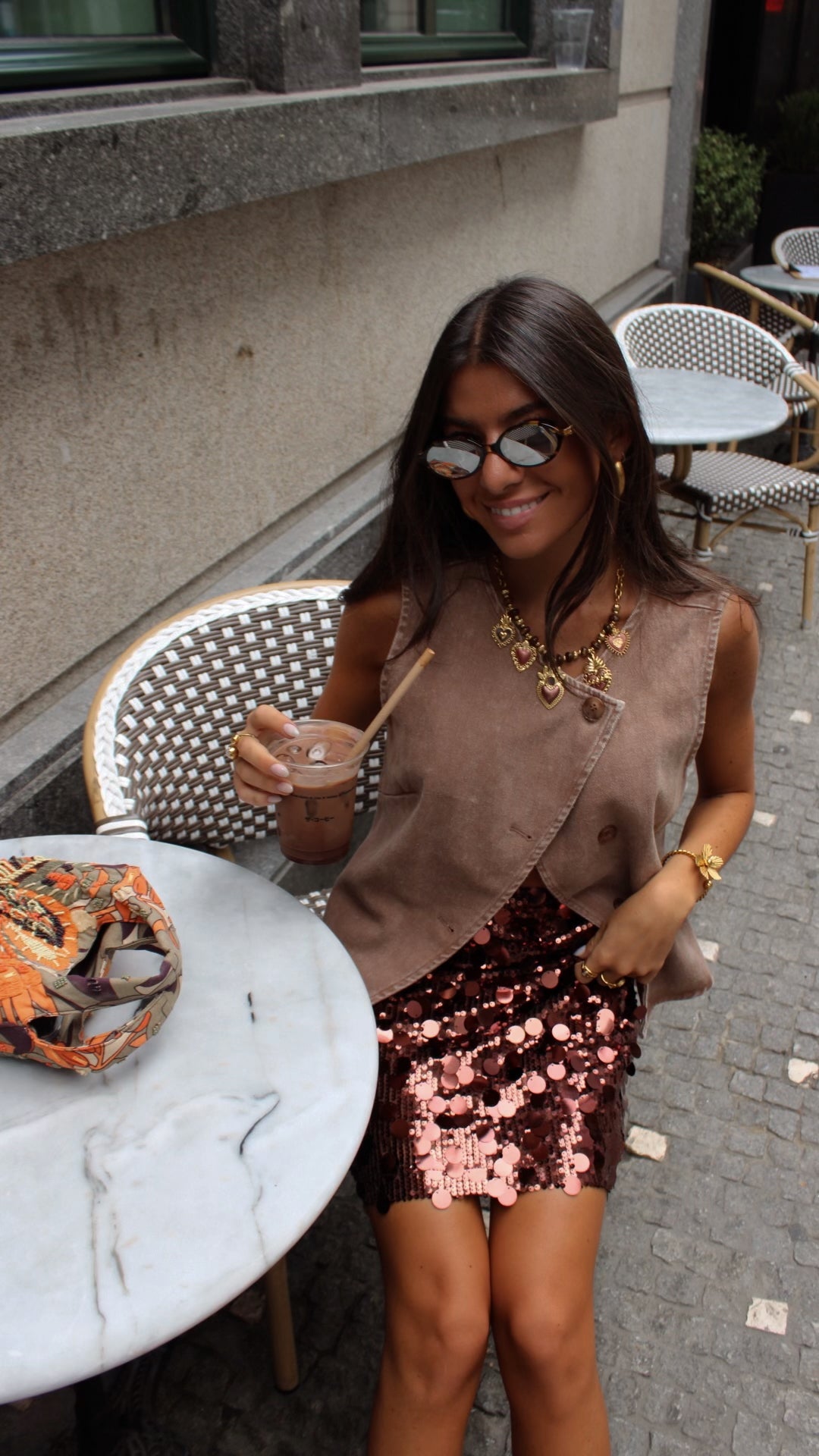 Taupe Denim Buttoned Vest