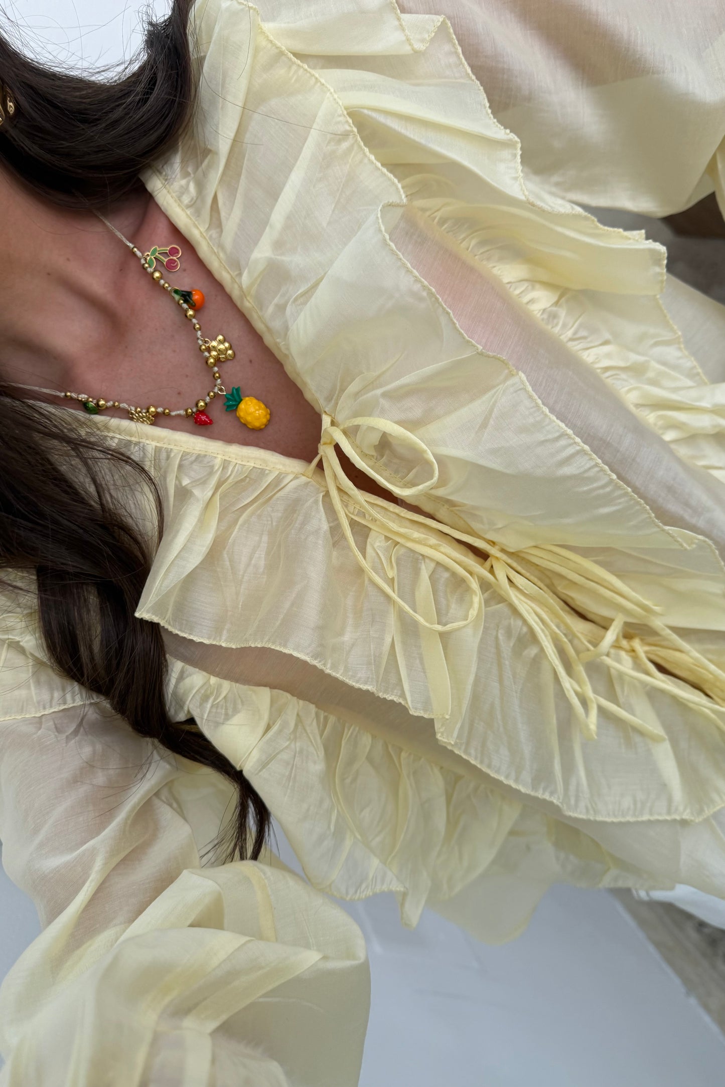 Ruffled Blouse in Soft Butter Yellow
