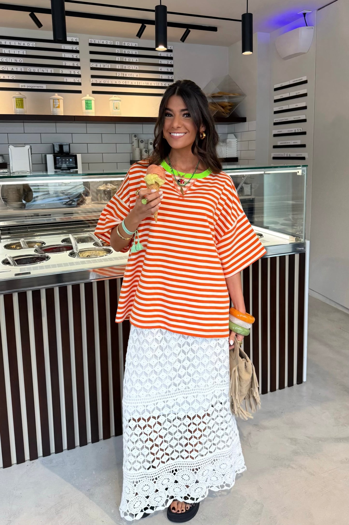 Orange Striped T-shirt with a Touch of Green (Pre-order | shipping on June 11)