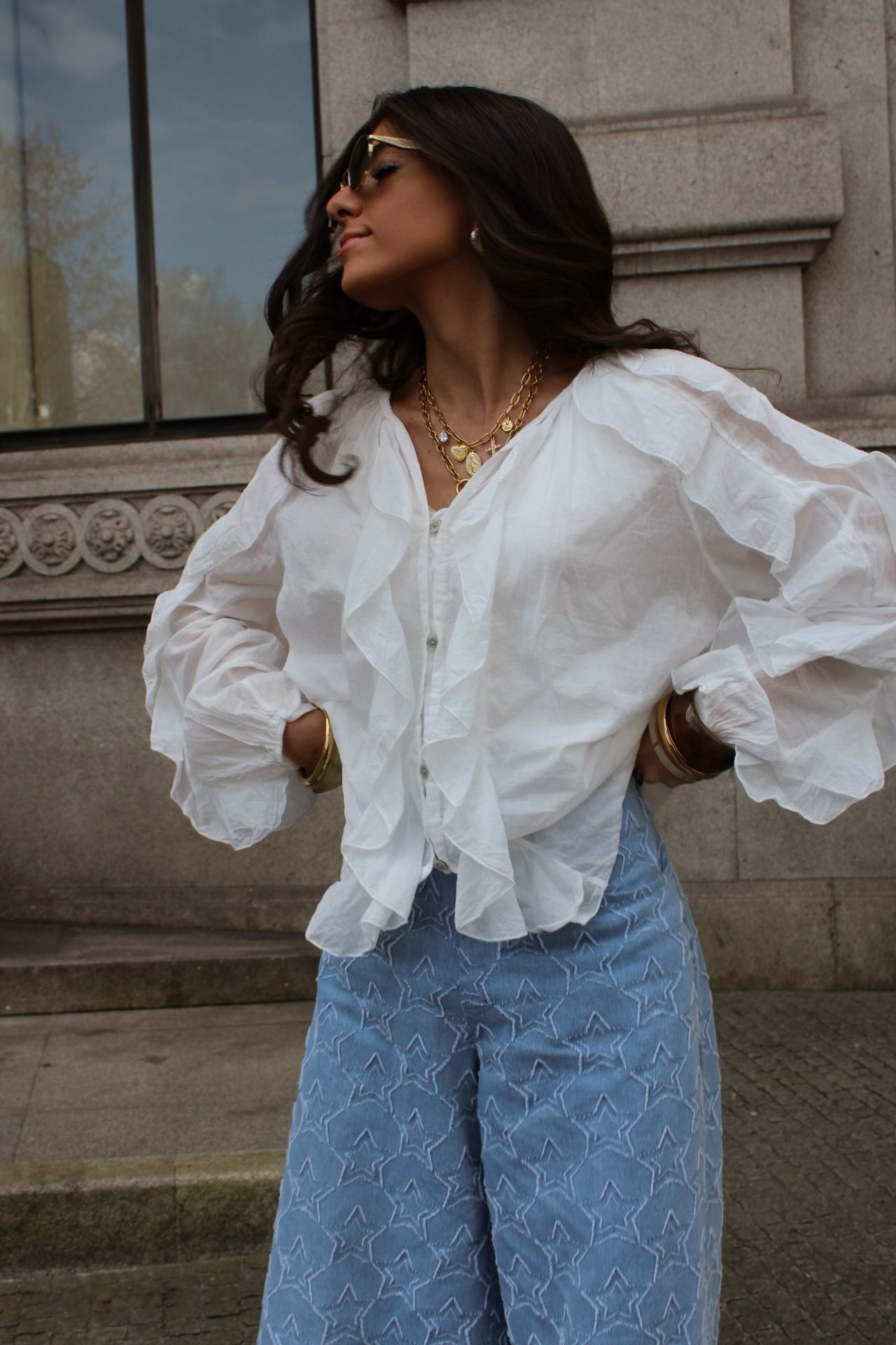 Ruffled Shirt in White