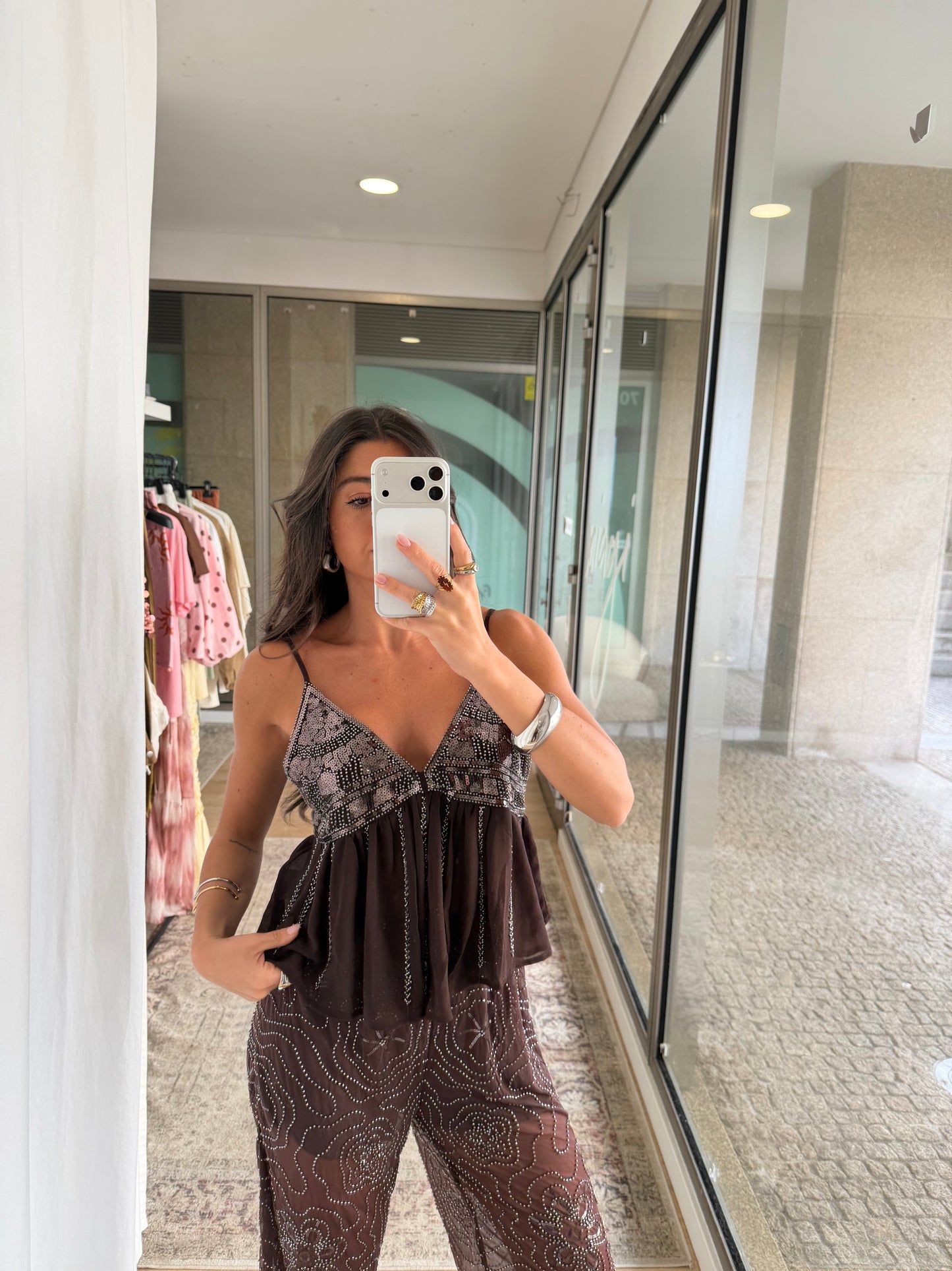 Dark Chocolate Sequin Top