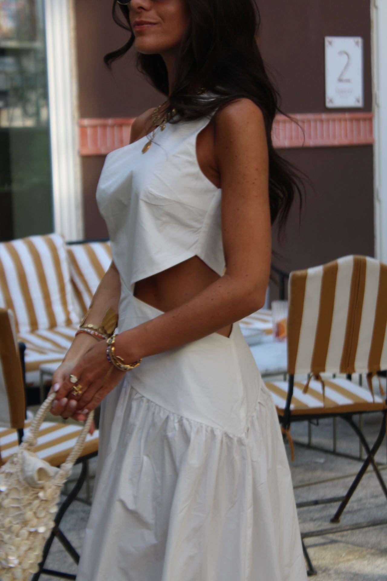 Asymmetric Maxi Dress with Cut-Out Detail